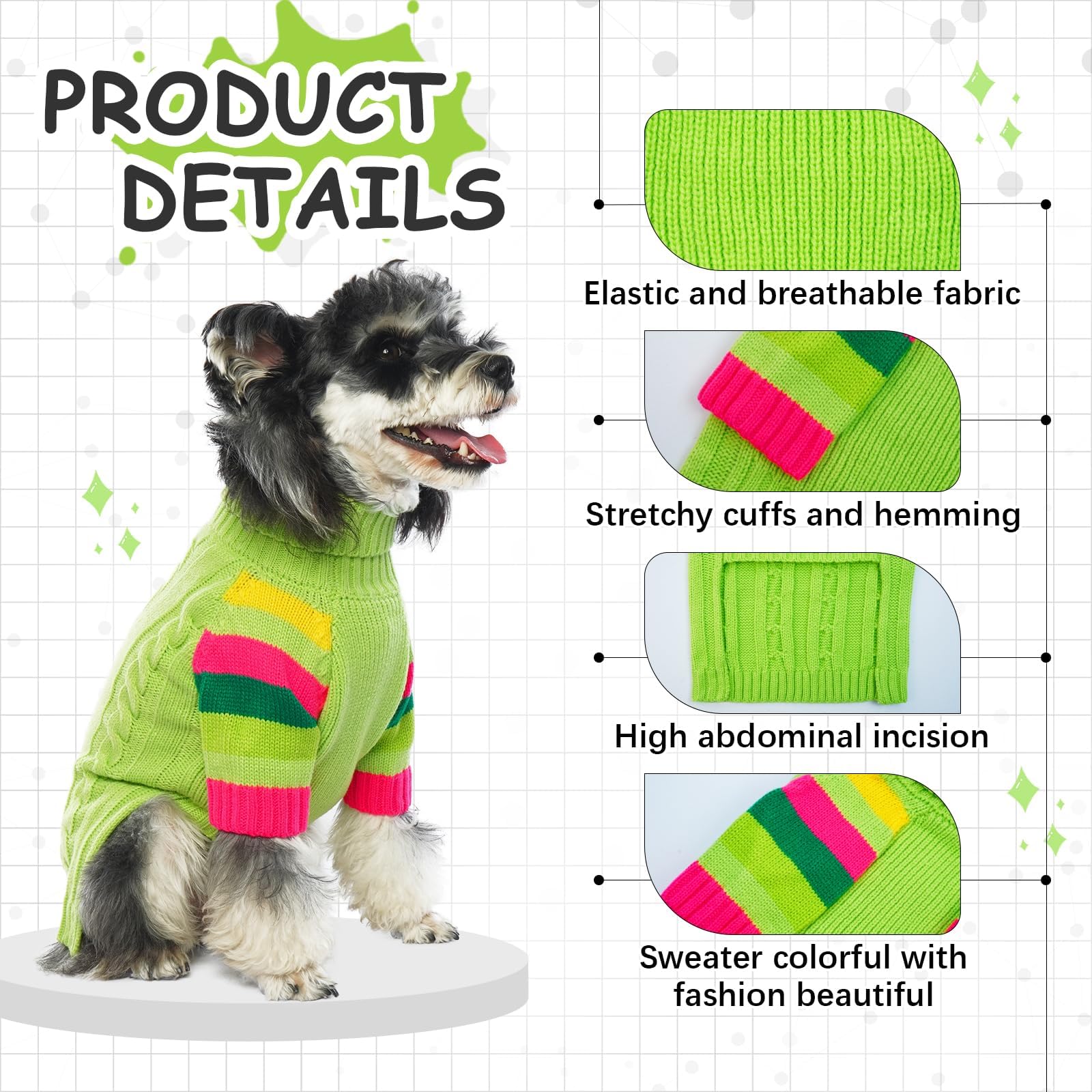 Ouobob Dog Sweaters Turtleneck, Large Dog Sweater Thick Warm, Stretchy Winter Sweaters For Large Size Dogs, Warm Thick Christmas