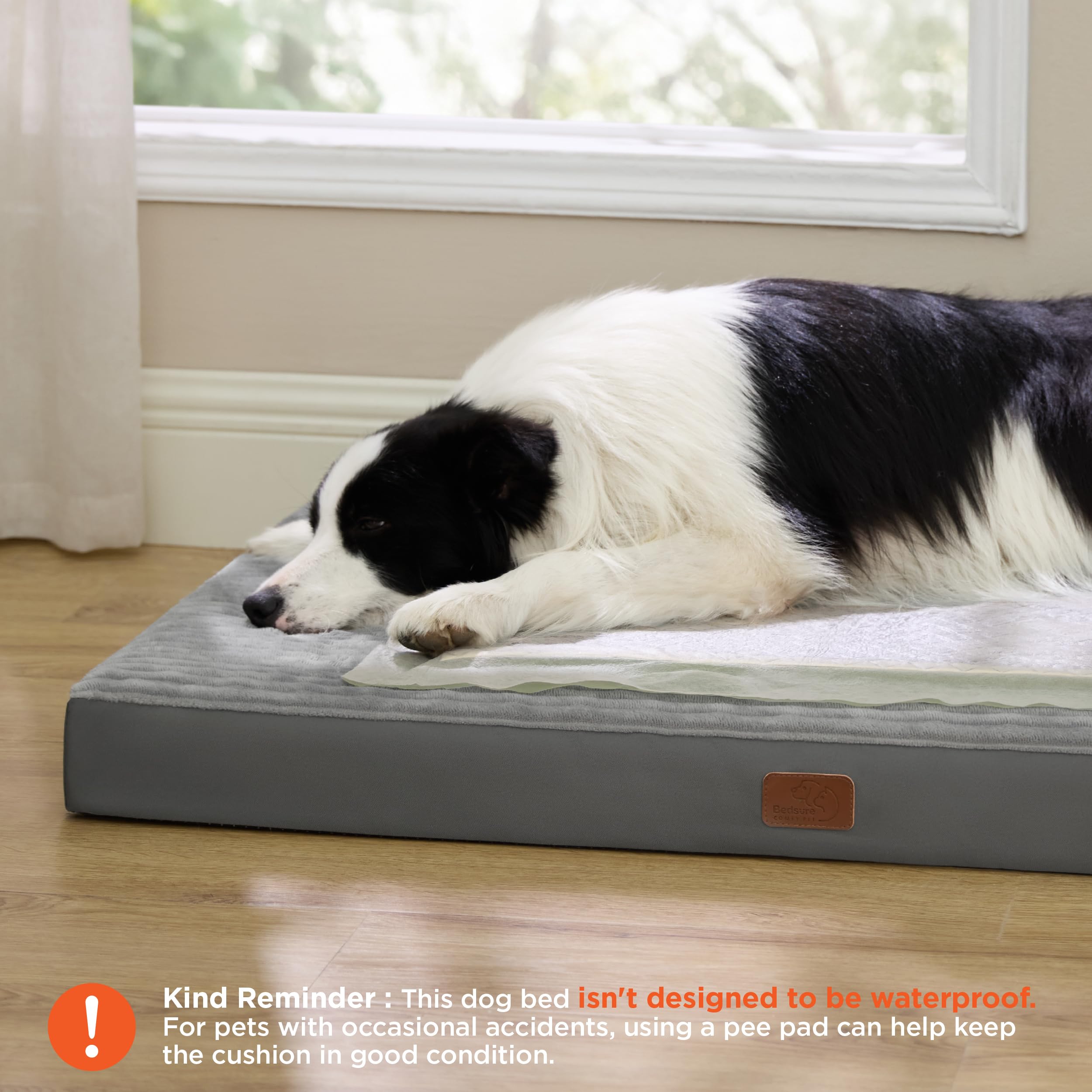 Bedsure XL Dog Bed for Crate - Large Orthopedic Pet Beds with Removable Machine Washable Cover, NOT Waterproof Egg Crate Foam Pu