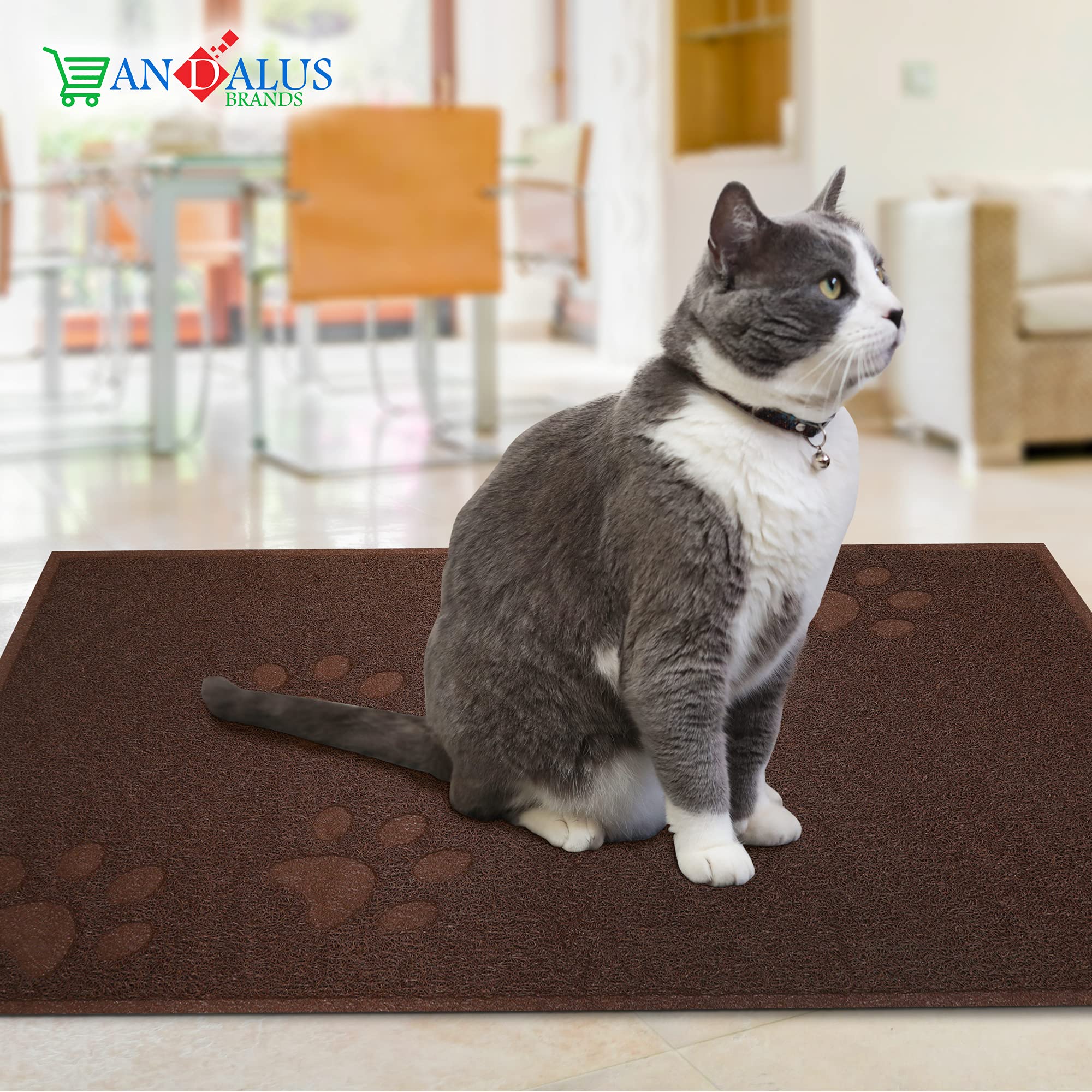 Andalus Premium Cat Litter Mat Pack Of 1-100% Waterproof With Non-Slip Backing Of Litter Box Mat - Soft On Kitty Paws & Easy To Clean Cat Mats For Litter - Brown, Extra-Large (35' X 23')