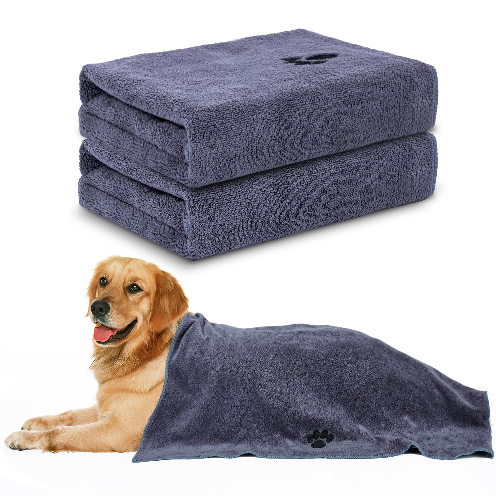 WOUSEDO Microfiber Dog Towels for Drying Dogs,40 X 23.6, Super Absorbent and Soft Pet Grooming Towel, Perfect Shower & Bath 