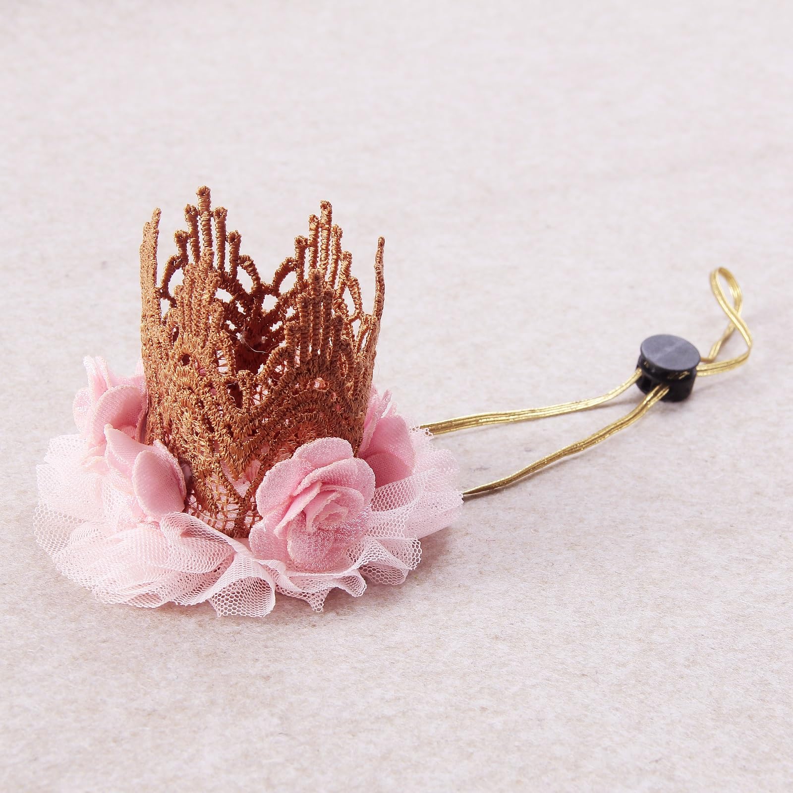 Nishine Chic Elastic Khaki Crown Tiara Headband For Pet Crown Hairband Costume (Pink)