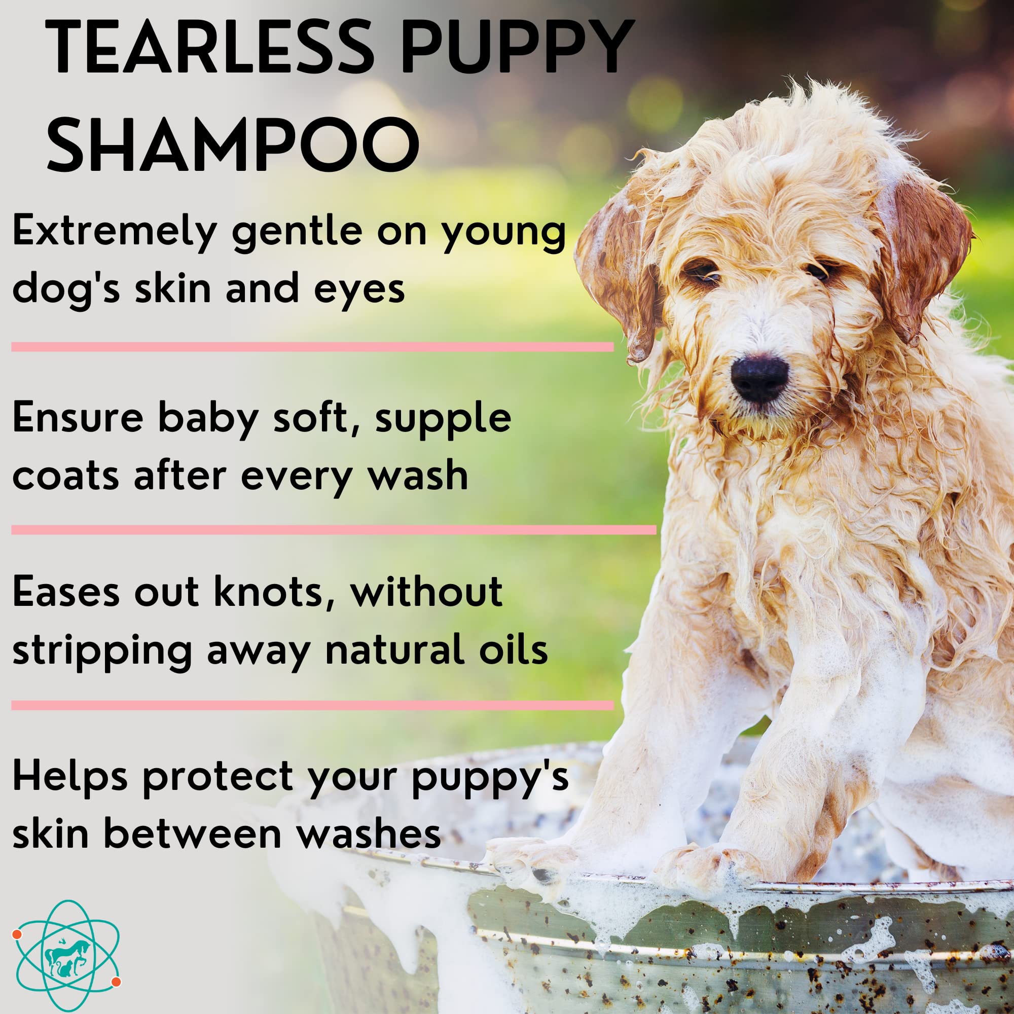 Pet Care Sciences 8 Fl Oz Tearless Puppy Shampoo And Conditioner - Anti Itch Dog Shampoo Sensitive Skin - Coconut Oil Oatmeal Pet Shampoo For Puppies