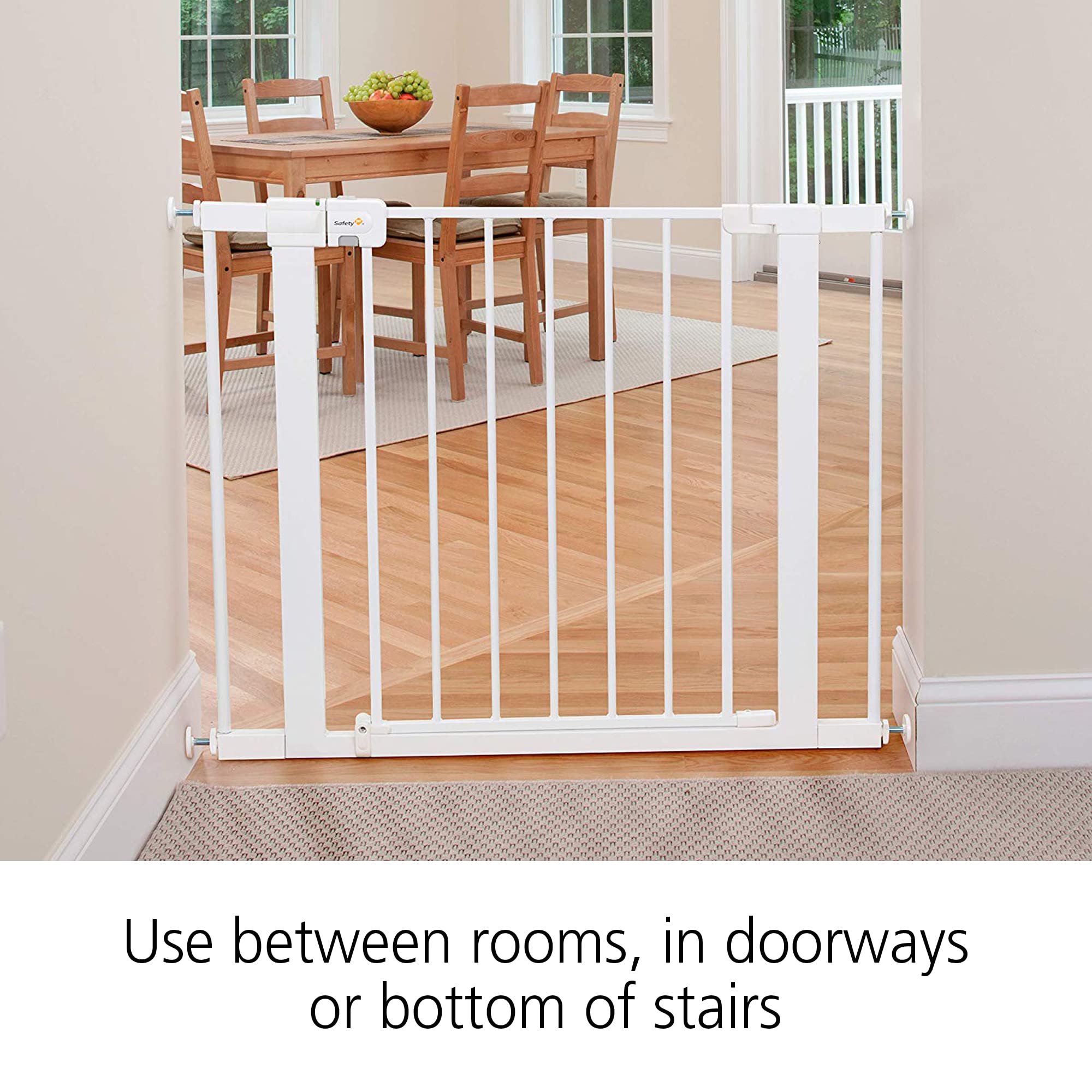 Safety 1St Easy Install Walk Thru Baby Gate For Doorways, Gate With Door, Dog Gates, Fits 29'-38', Easy Install 28' Tall, White
