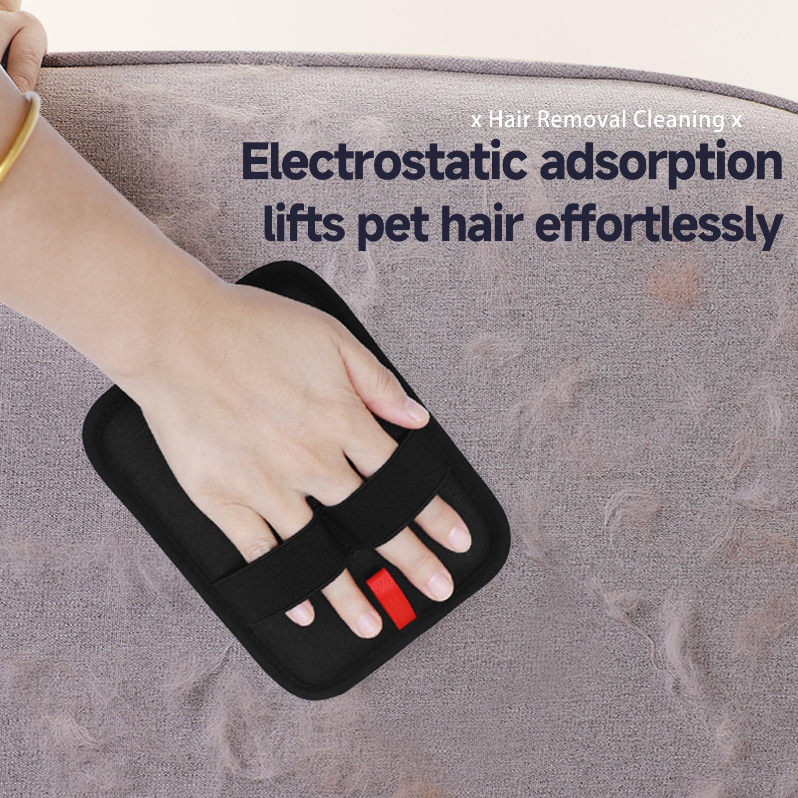 NVNAN 2-in-1 Pet Grooming Glove & Fabric Hair Remover - Reusabie, Silicone Massage Bristles,Static Adhesion for Quiuck Shedding