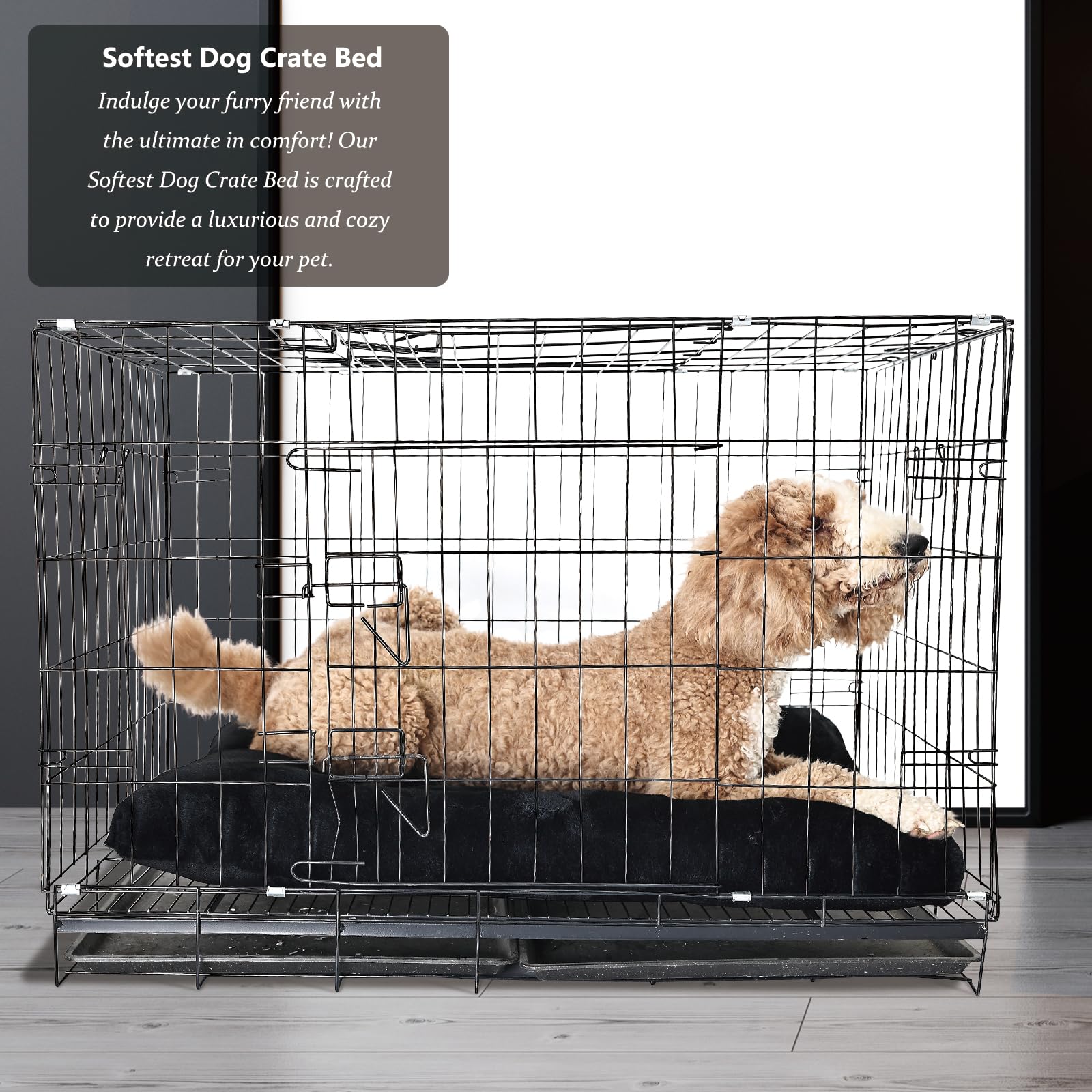 Nononfish Dog Crate Pad 42X28 For Large Dog Washable,Pet Beds For Large Crate 48X30 Fit Kennel With Anti-Slip Bottom,Extra Soft