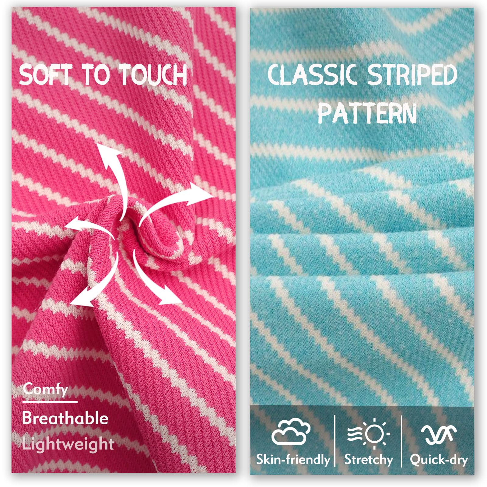 Kyeese 2Pack Dog Shirts Striped For Small Dogs Soft Stretchy Dog T-Shirts Lightweight Tank Top Sleeveless Vest Breathable Pet Ap