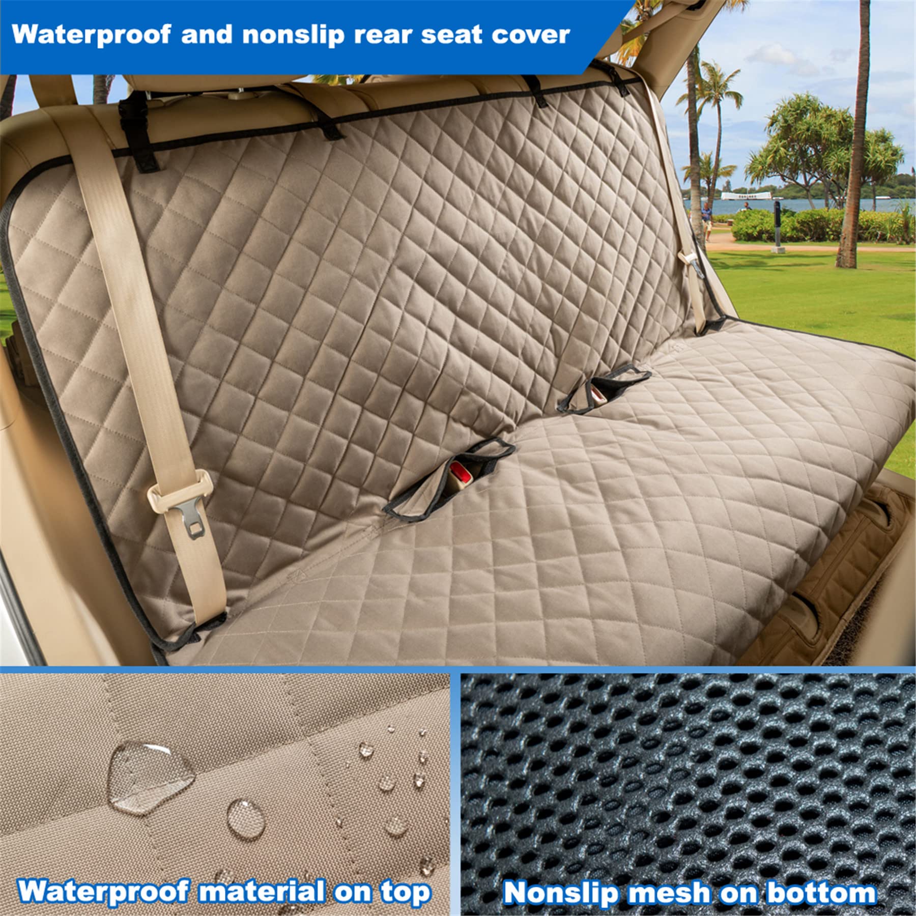 Viewpets Bench Car Seat Cover Protector - Waterproof, Heavy-Duty And Nonslip Pet Car Seat Cover For Dogs With Universal Size Fit