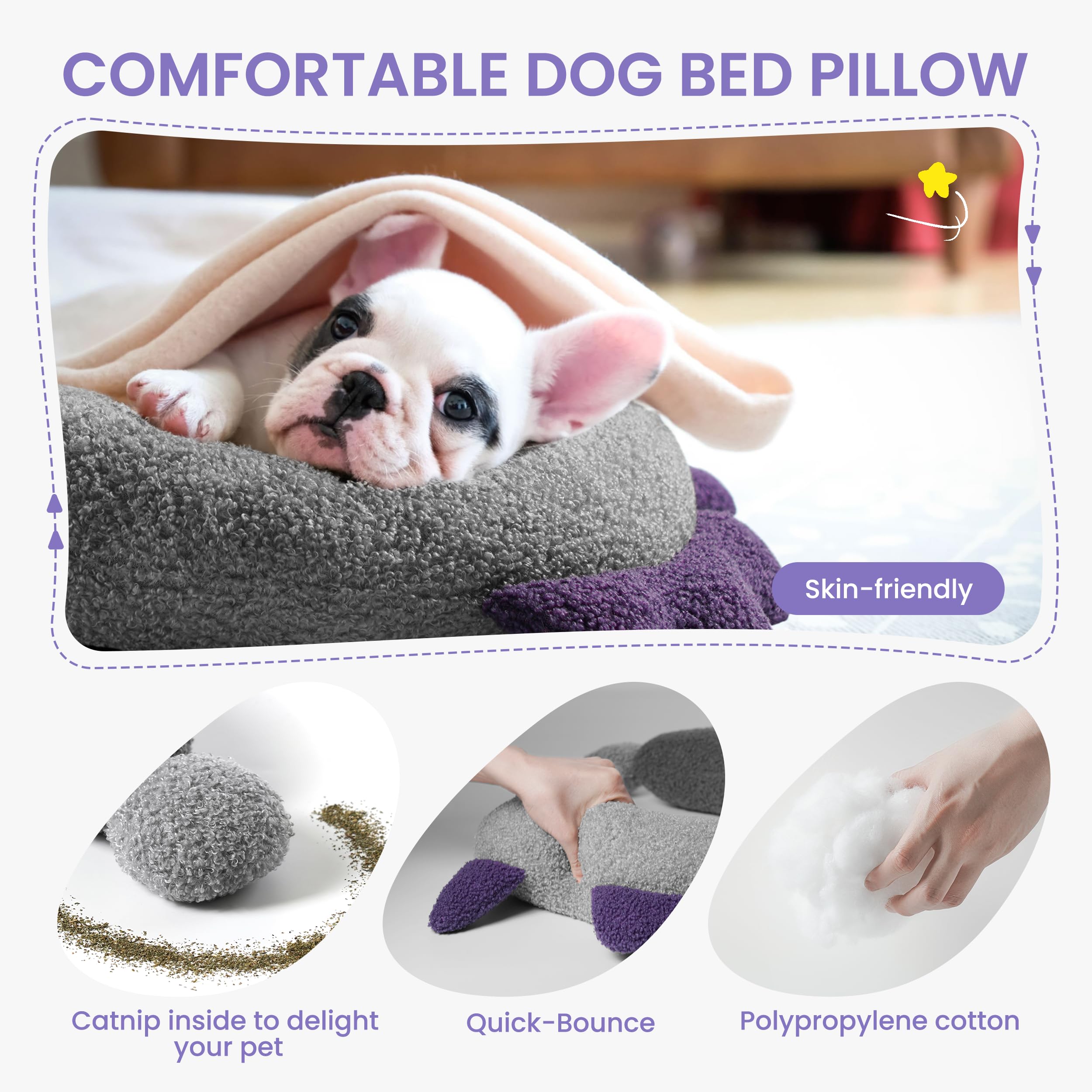 Hipetpy Dog Calming Pillow - Soft Neck Pillow For Dogs, Washable Sleep Pillow For Better Sleep, Reduces Anxiety, Gift For Small/