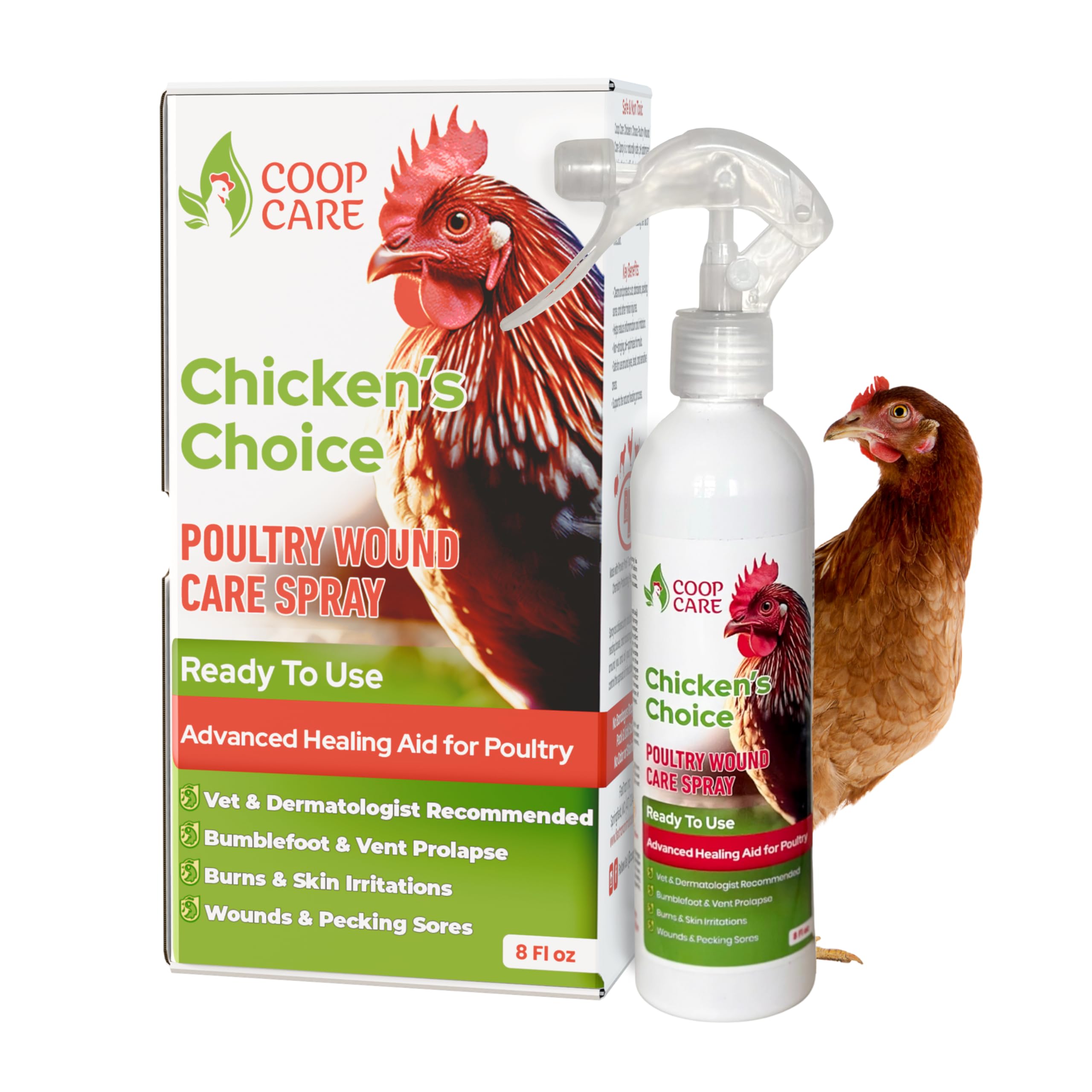 Chickens Choice Wound Care for Chickens & Birds. Advanced Wound Care Spray for Poultry. Works for Bumblefoot, Vent Prolapse, Pe