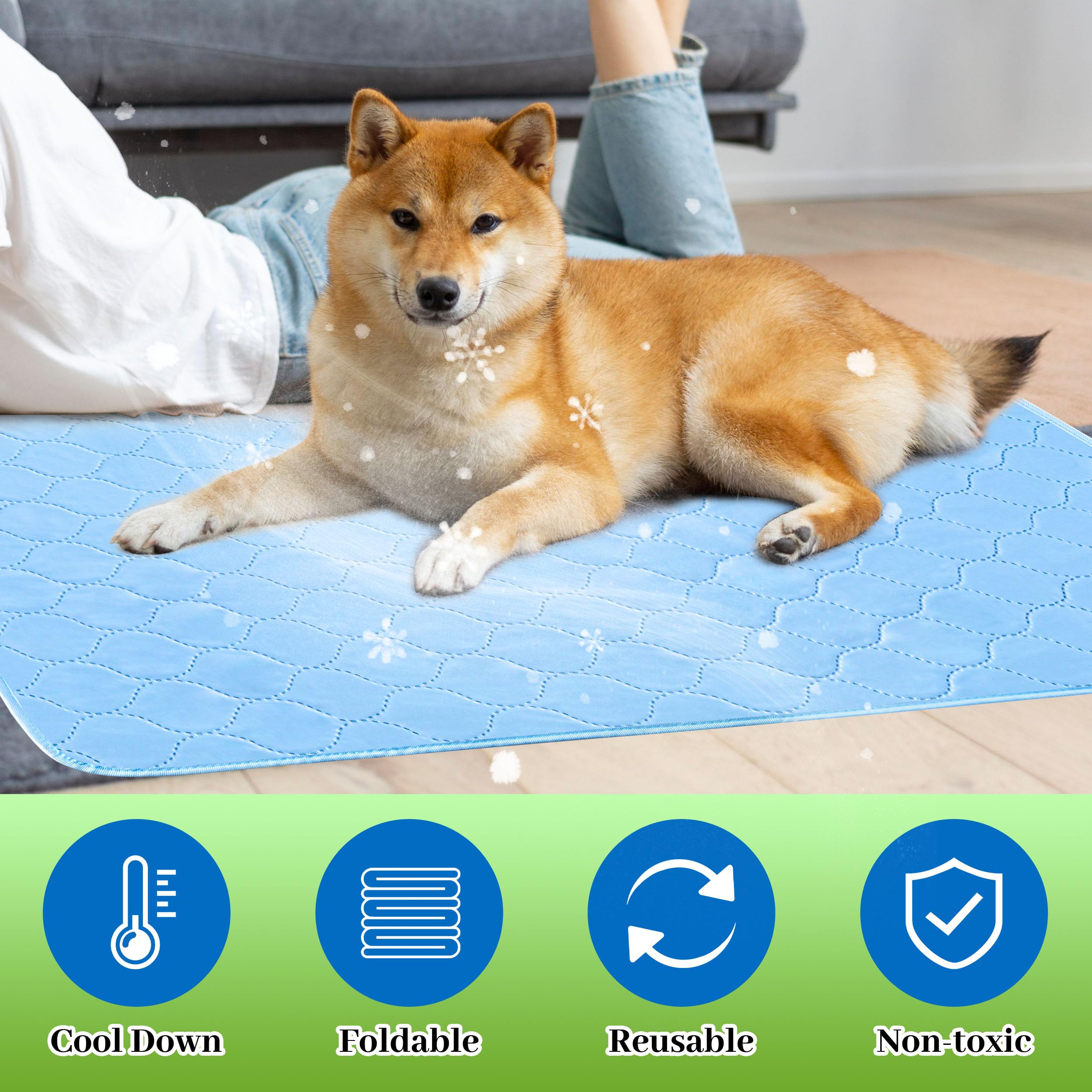 Patiencet Dog Cooling Mat, 22'' X 28'' Upgrade Pet Cool Mat For Dogs Cats, Summer Ice Silk Dog Cooling Pad & Washable Pee Pad Fo