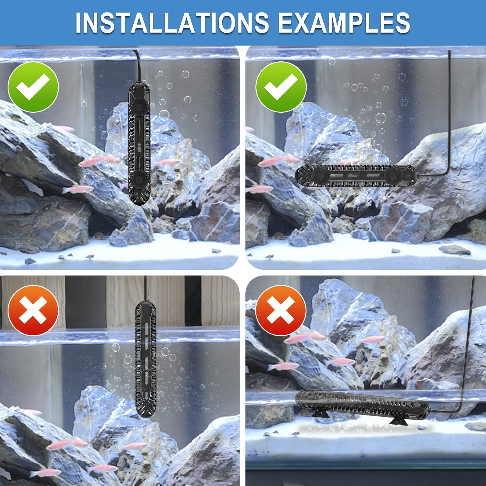 Hitauing Aquarium Heater, 100W Fish Tank Heater With Led Digital Display & 5 Safety Protection, Submersible Aquarium Heater With