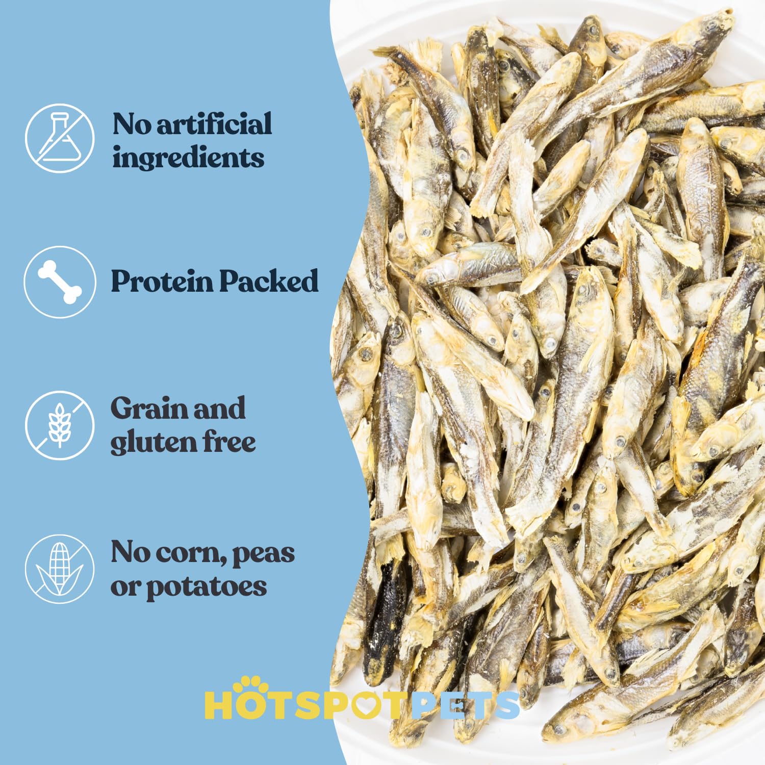 hotspot pets Freeze Dried Minnows - Healthy Treats for Cats & Dogs -1 Pound Big Bag (Made in USA) All Natural, High Protein, Ric