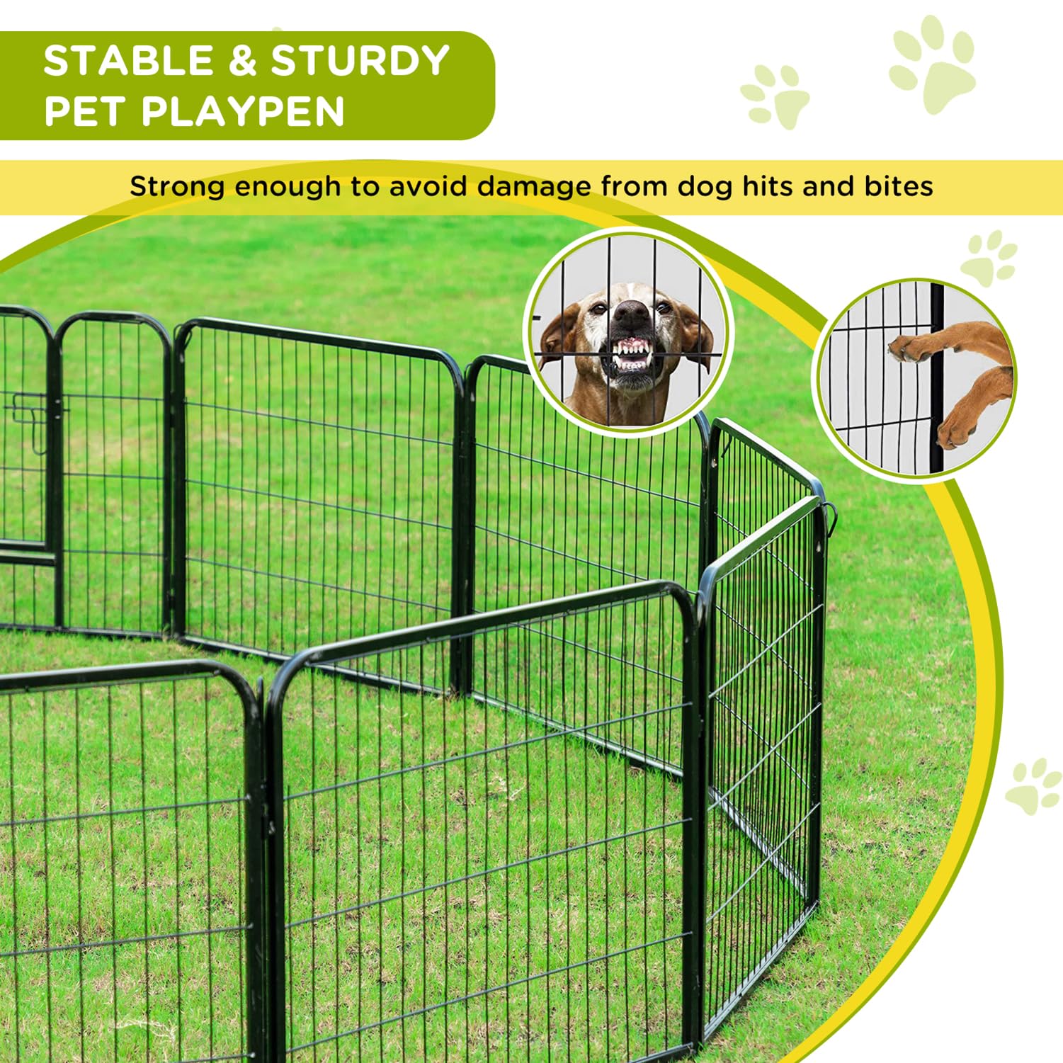 Bestpet Dog Playpen Indoor 24 Inch Height 4 Panels Dog Pen For Medium And Large Dogs, Exercise Pen Pet Dog Fence With Doors Pet