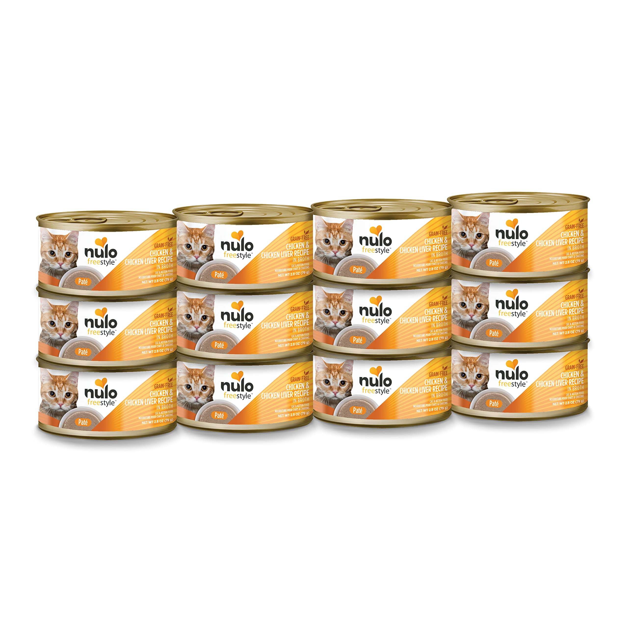 Nulo Grain-Free Minced Wet Canned Food for Cats and Kittens, Chicken & Chicken Liver, 2.8 Ounce Cans, Pack of 12