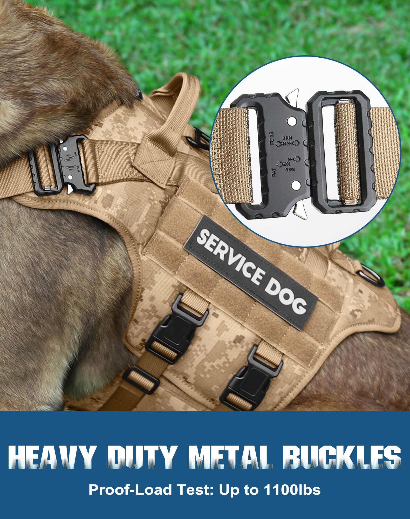 Tactical Dog Harness - PETNANNY Dog Harness Service Dog Vest for Large Breed, Hook and Loop Panel for Service Dog Patches, Work