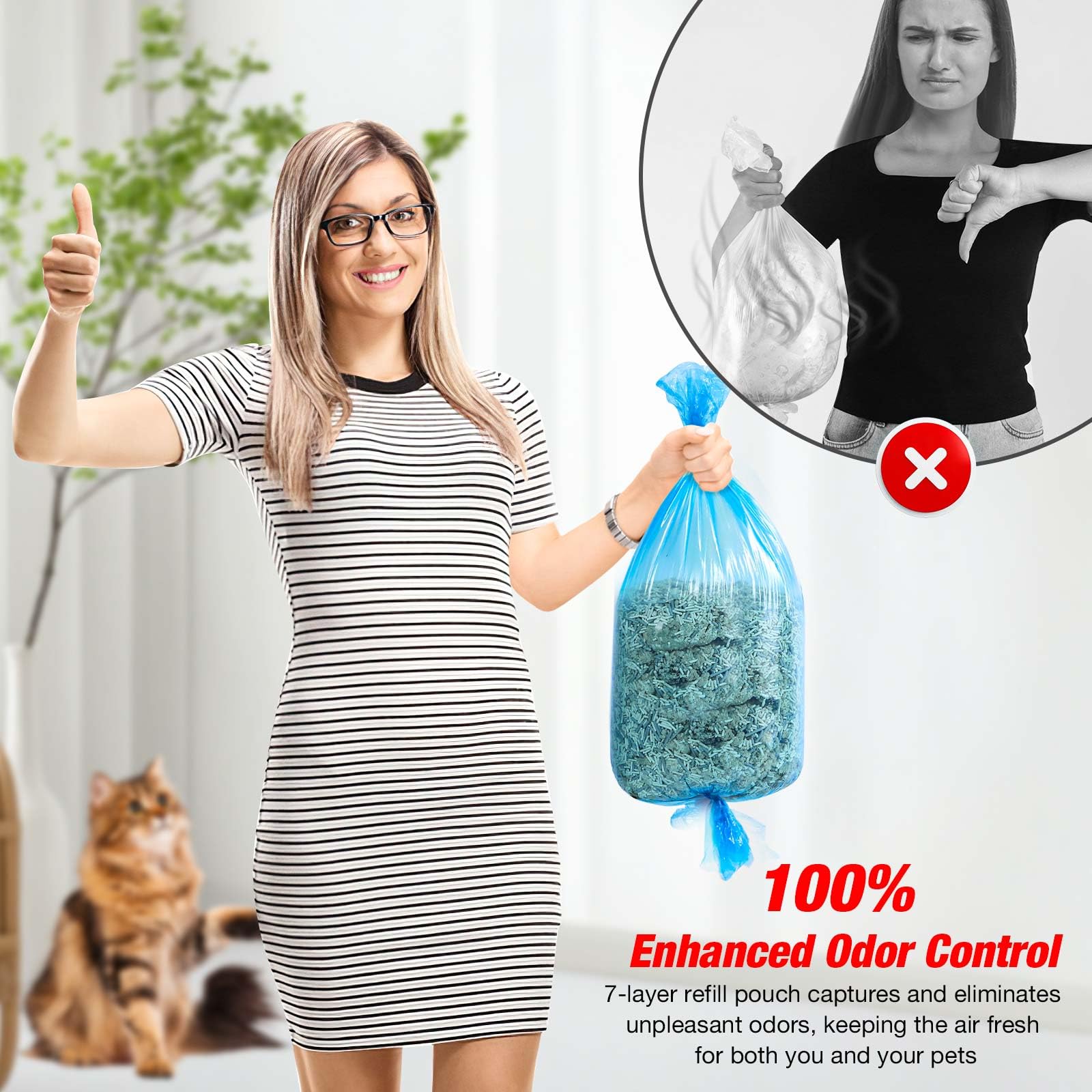 10 Pack Cat Litter Refill Bags 100% Enhanced Odor Control Generic Litter Refills Compatible With Standard, Plus, Xl Pail