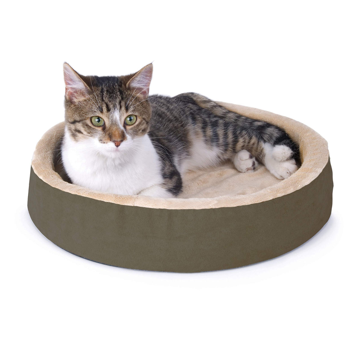 Thermo-Kitty Cuddle Up Heated Cat Bed For Pets 16 Inch Mocha