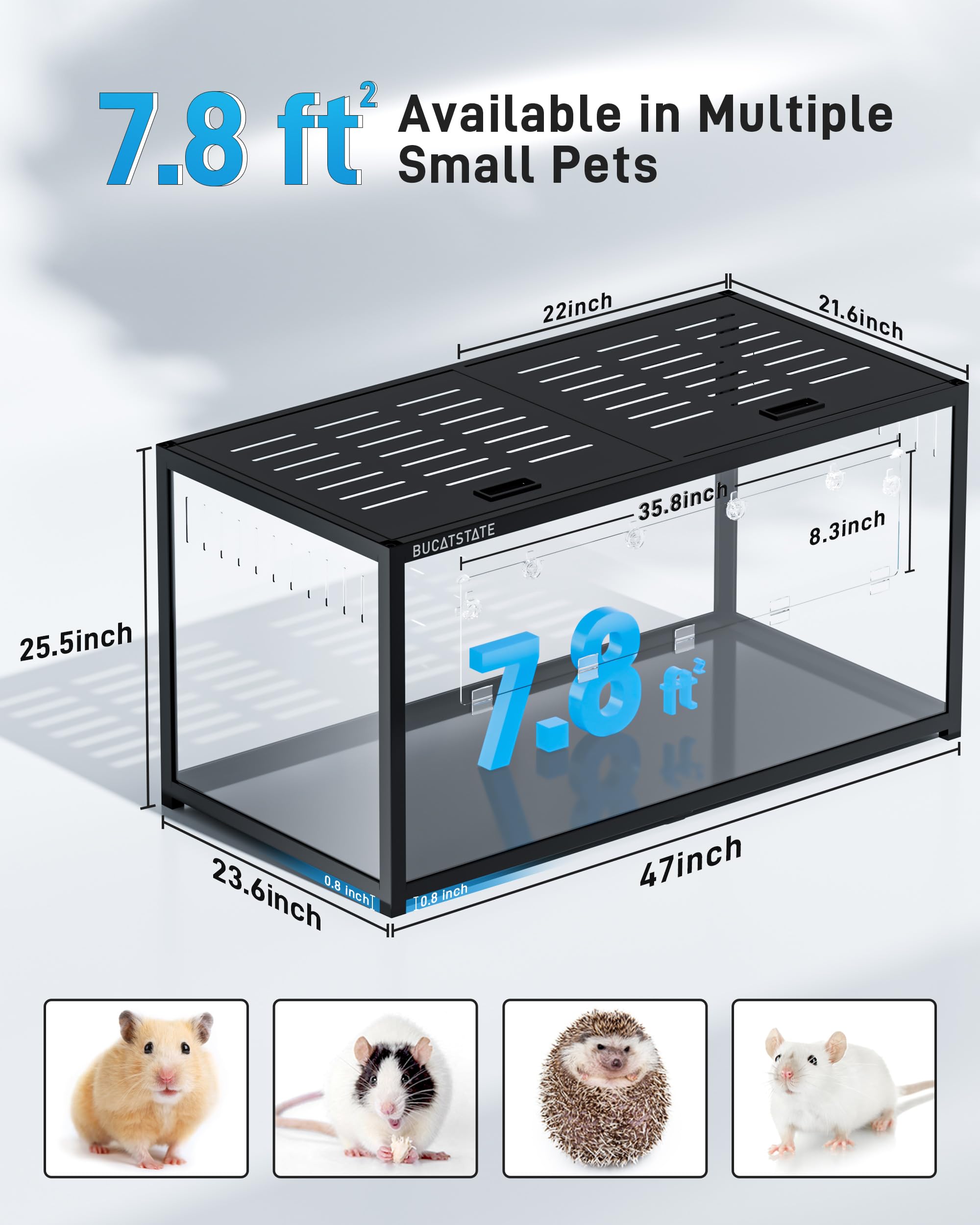 Bucatstate Hamster Cage Metal 3.0 - Chewproof Large Rat Cage Stackable With Top Access Easy Assemble 47L X 23.6W X 25.5H Inches