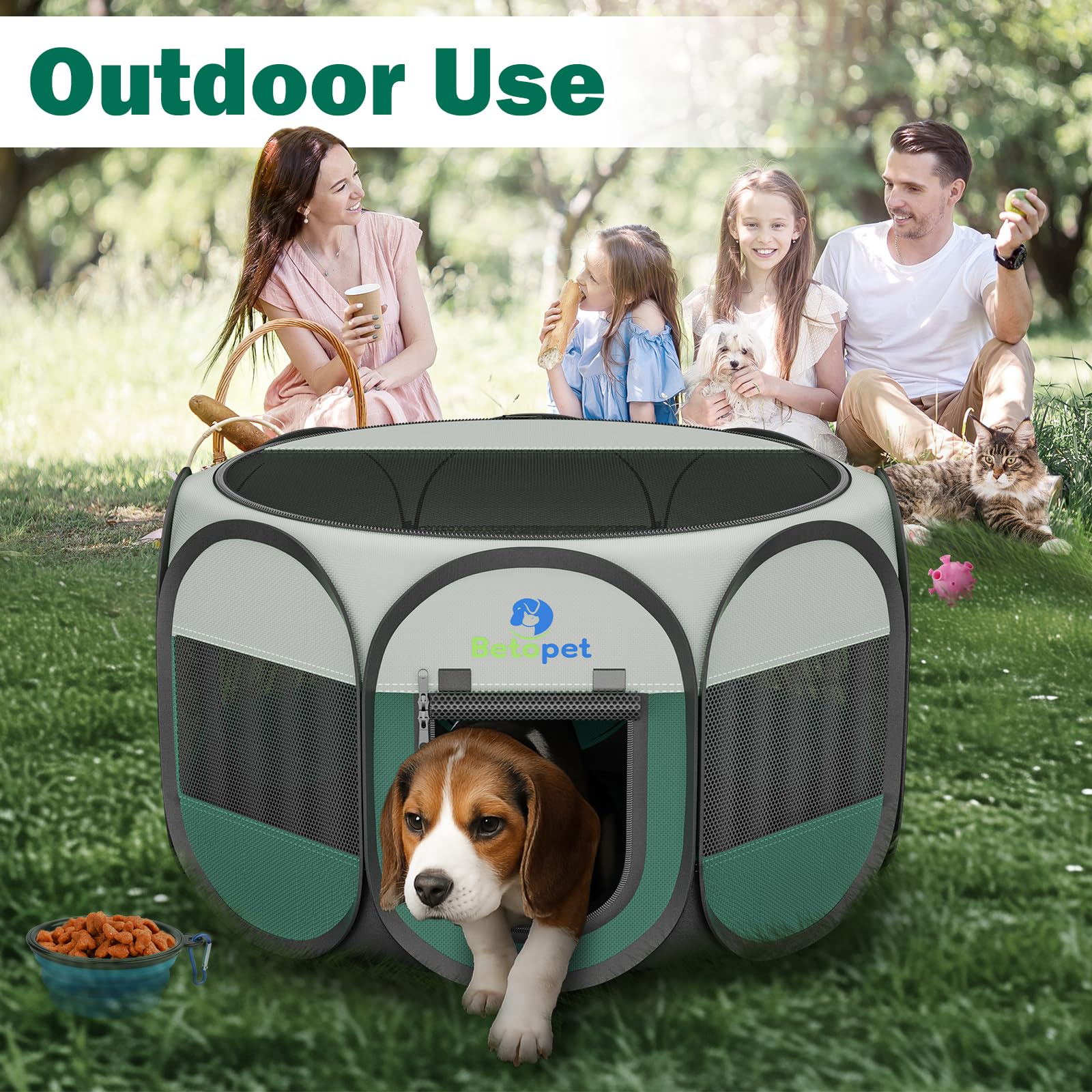 Playpen For Small Dogs Cats Crate: Puppy Play Pen Indoor Outdoor Foldable Potable Exercise Cage Pop Up Kennel For Guinea Pig Rab