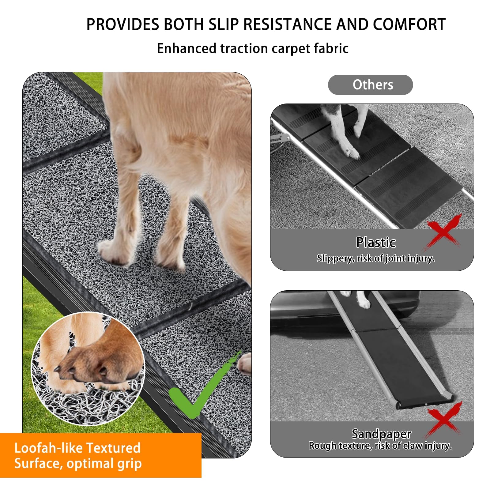 Dog Ramp For Car,Muzefansi Portable Folding Pet Stair Ramp For Medium & Large & Old Dogs - Up To 220Lbs, 63''  17'' Large Dog Ca