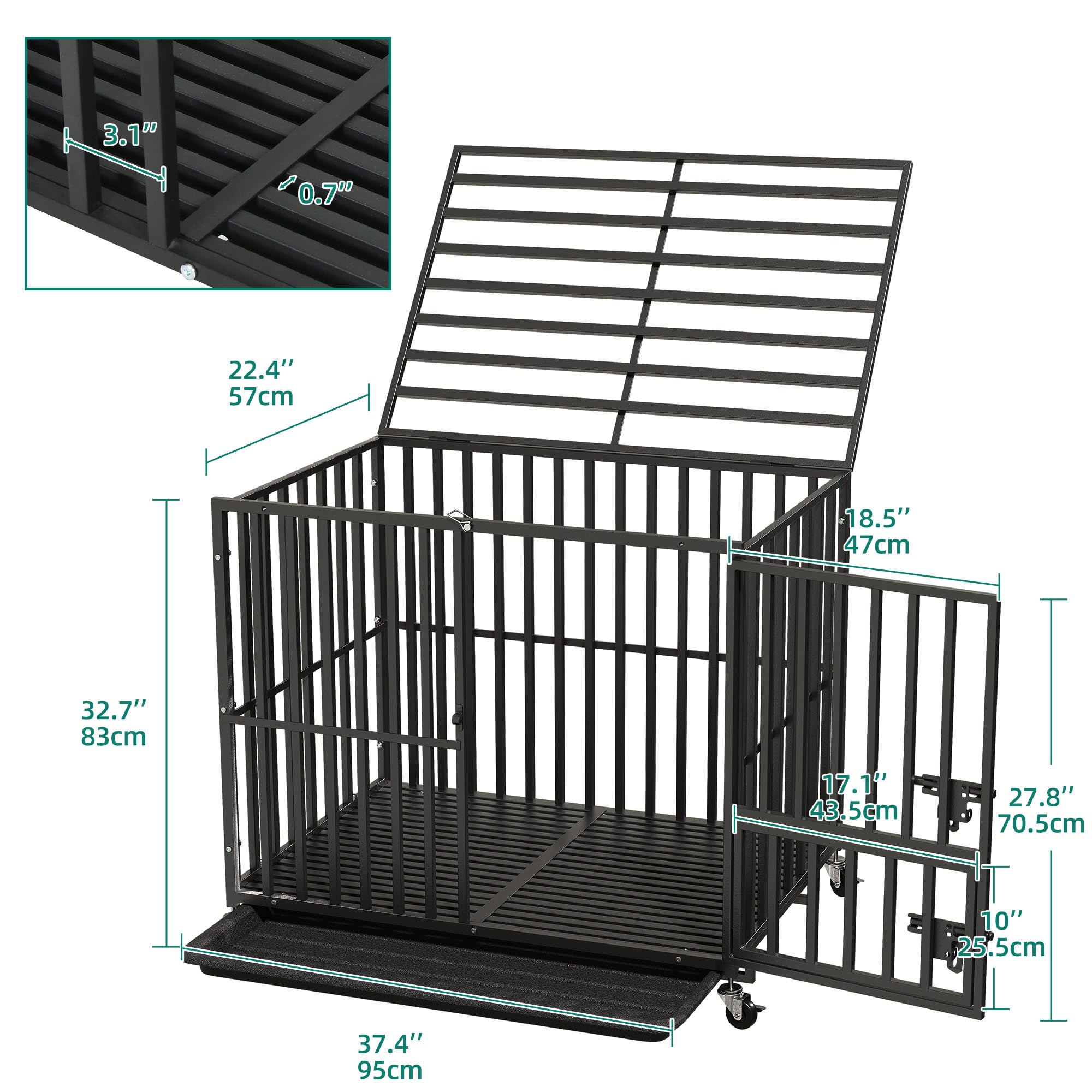 YITAHOME Heavy Duty Dog Crates for Small Medium Dogs, 38 Inch Metal Dog Kennel Indoor with Wheels, High Anxiety Dog Crate, Large