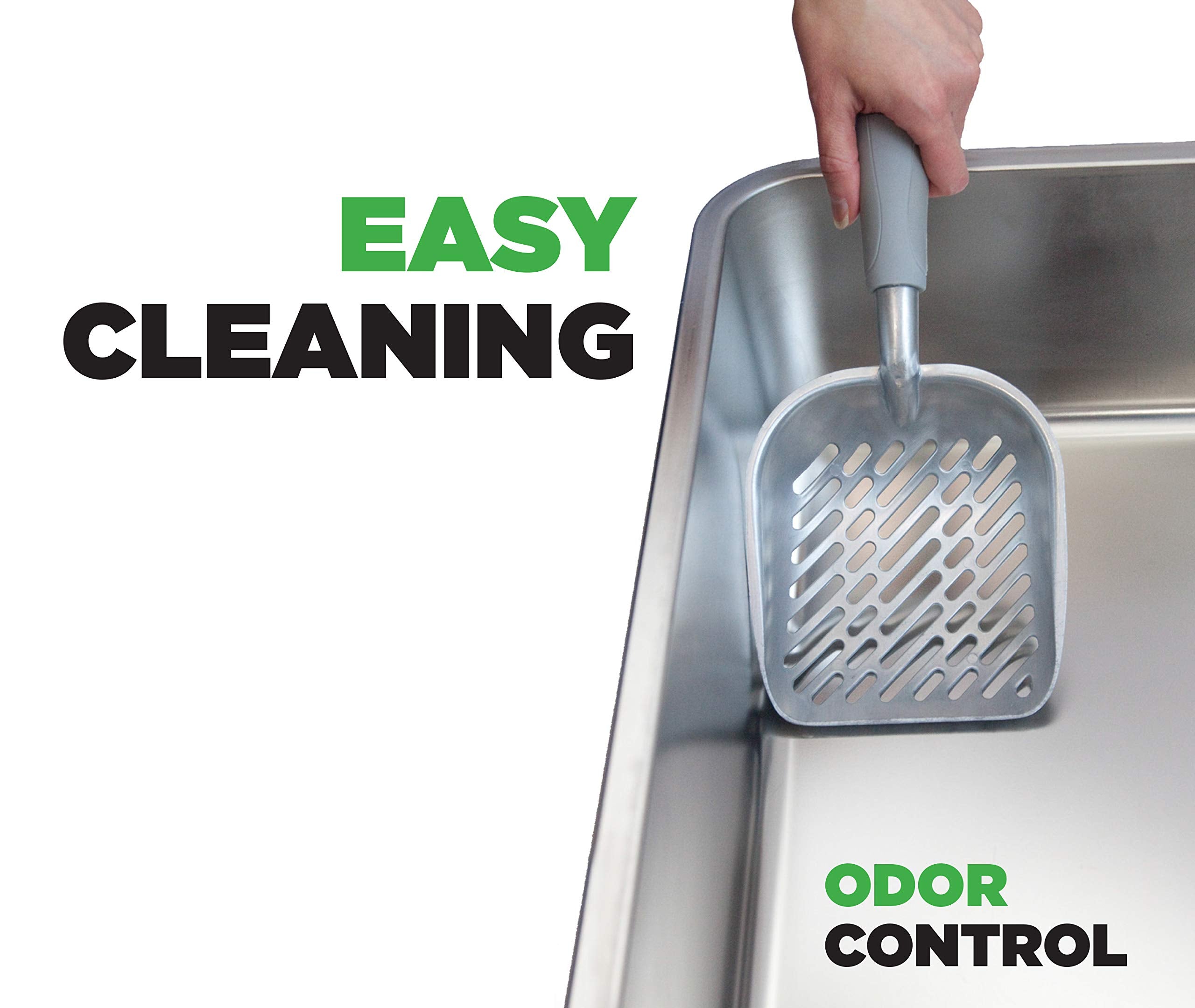 Ohm Pets Xl Cat Litter Box Stainless Steel - Non-Stick Extra Large Stainless Steel, Rust-Proof Metal Kitty Litter Box, Anti-Leak