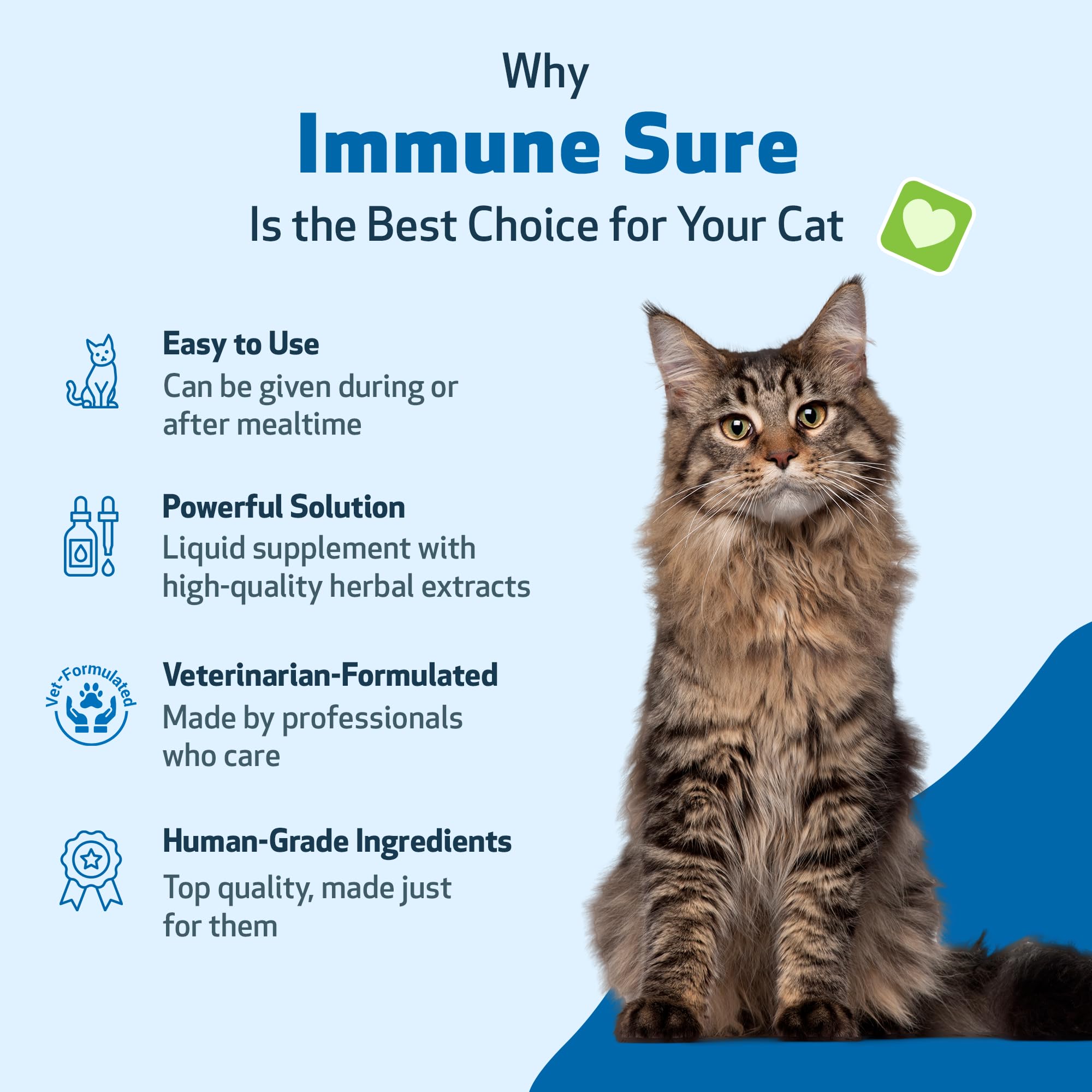 Pet Wellbeing Immune Sure for Cats - Supports Normal Immune Defenses, Gut Flora Balance, Andrographis, Echinacea, Vitamin C, Zin