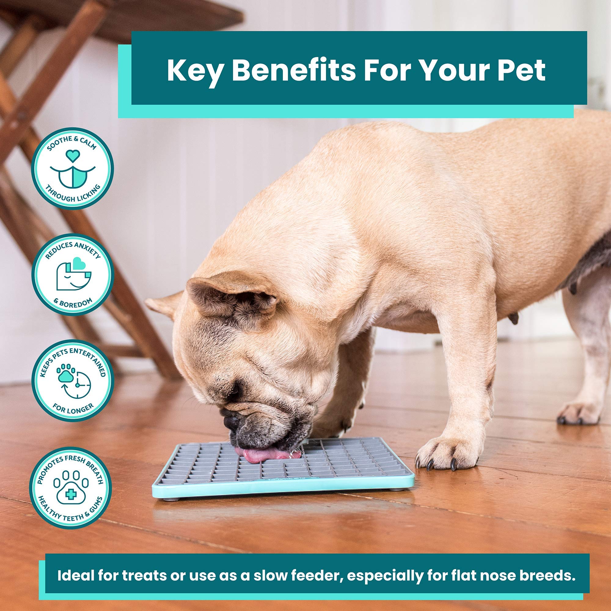 LickiMat Tuff, Heavy-Duty Playdate, Dog Slow Feeder Lick Mat, Boredom Anxiety Reducer; Perfect for Food, Treats, Yogurt, or Pean
