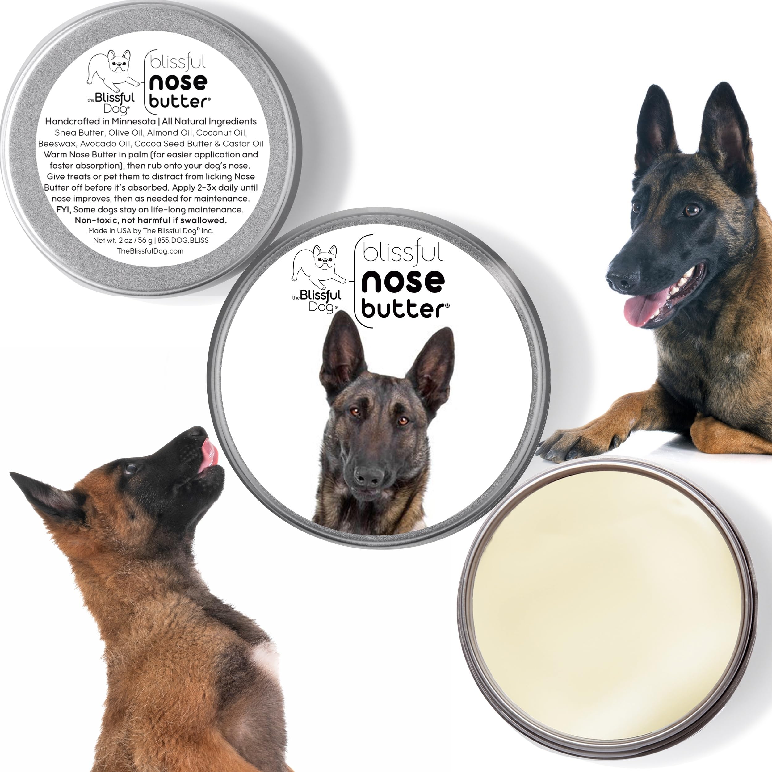 The Blissful Dog Belgian Malinois Unscented Nose Butter - Dog Nose Butter, 4 Ounce