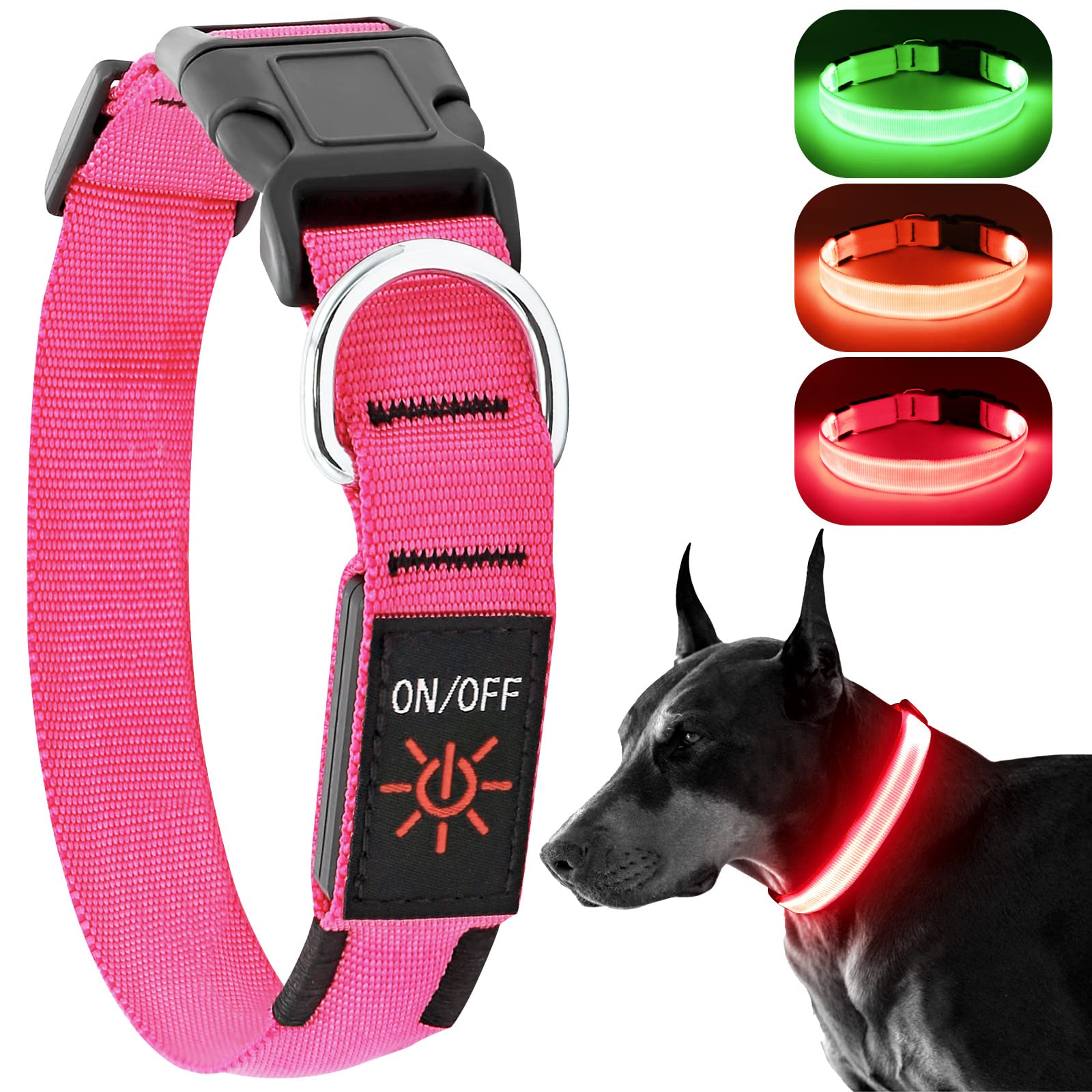Koskill Light Up Dog Collar At Night, Led Dog Collar Adjustable, Lighted Dog Collar Rechargeable Waterproof, Dog Lights For Nigh