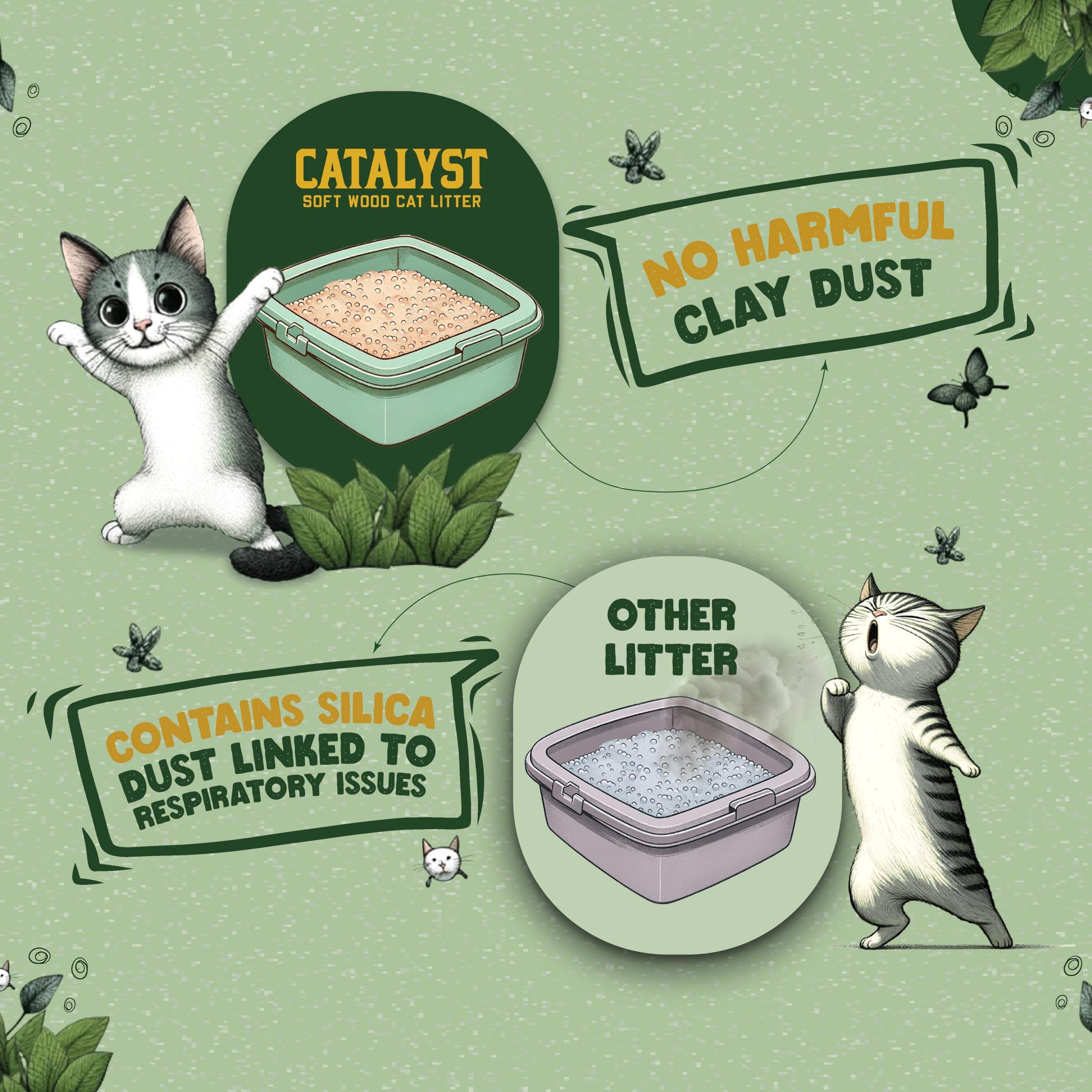 Catalyst Natural Soft Wood Cat Litter (2 Pack, 10Lb Bags) - Superior Odor Control, Strong Clumping, Low Dust, And Biodegradable