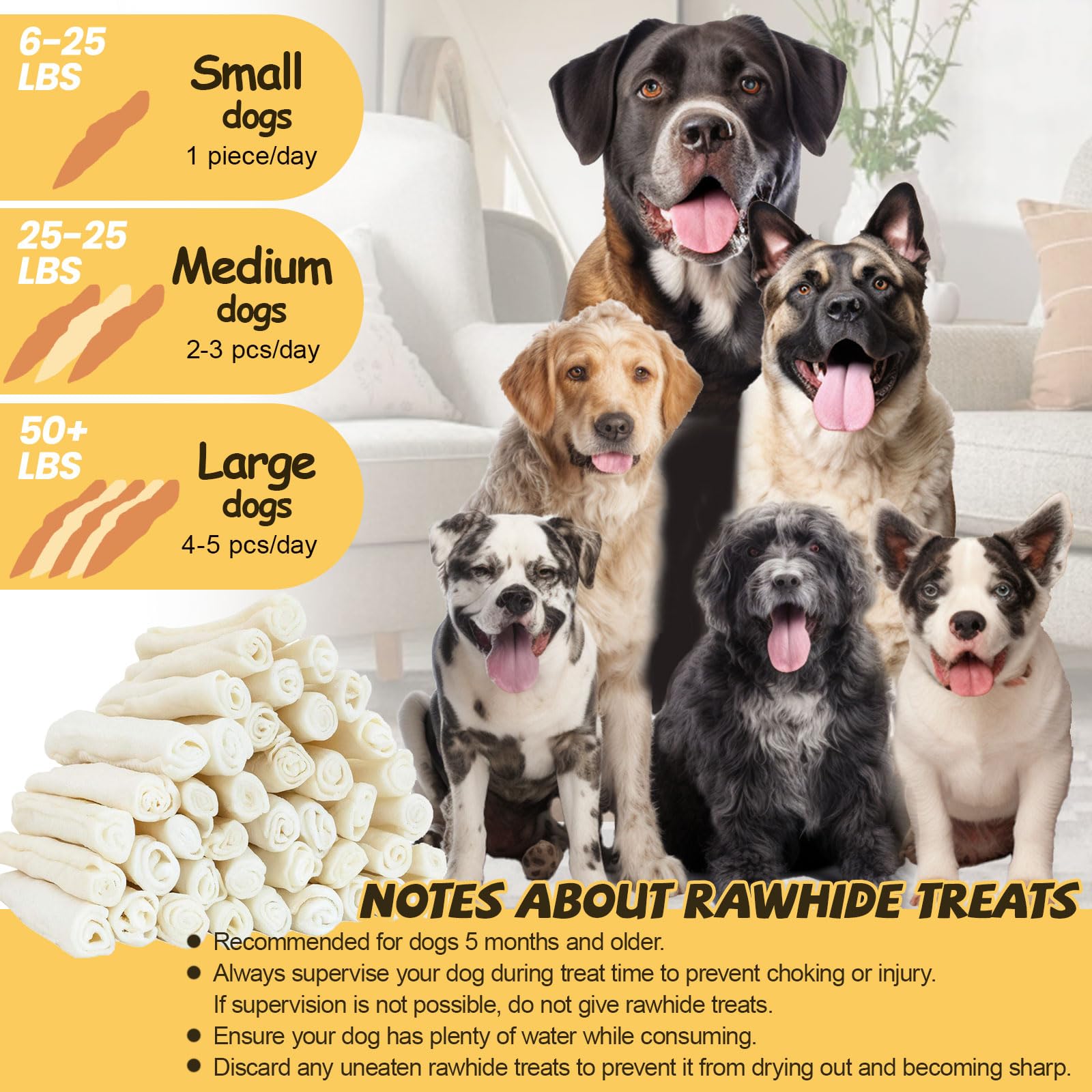 ASMPET Dog Treats Chews, 6.5 Chicken Wrapped Rawhide Knotted Bones Dental Care Chews for Small Medium Large Breeds(Packs of 4)