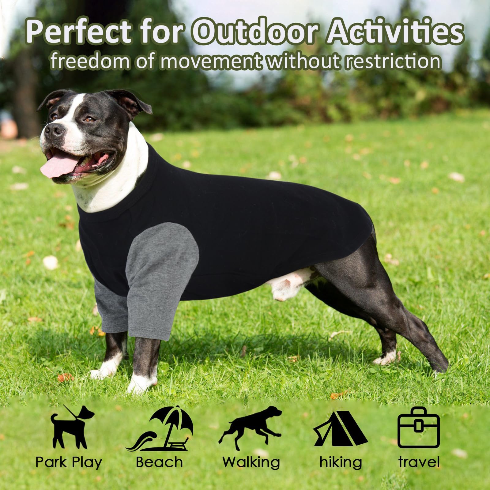 Ikipuko 2 Pack Large Dog Shirts For Summer - Stretchy Breathable Cotton T-Shirt For Dogs, Protect Skin Easy On And Off Clothes F