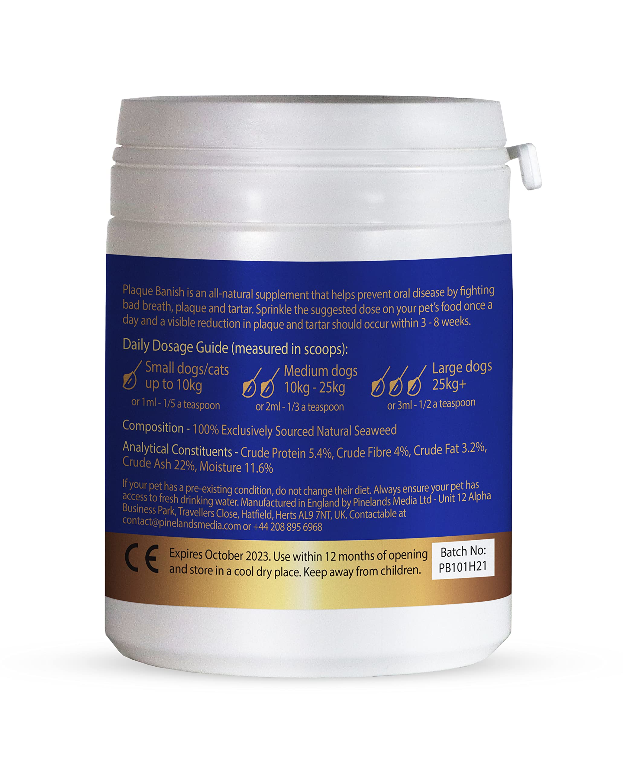 Plaque Banish 100% Natural Plaque Off & Tartar Remover For Dogs & Cats | Freshen Breath For Dogs & Cats | 6.3oz (180g) | Support