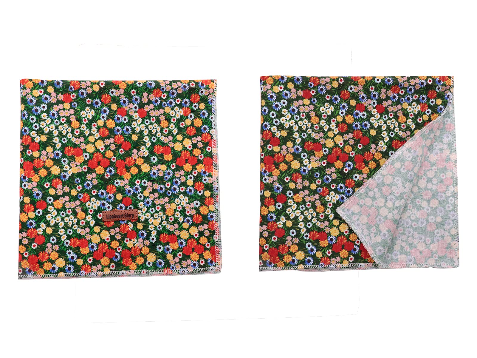 Lionheart Glory Dog Bandana 1 Pack Washable Soft Cotton Daisy Print Bibs Scarf, Adjustable Kerchief Square Dog Bandanas For Smal
