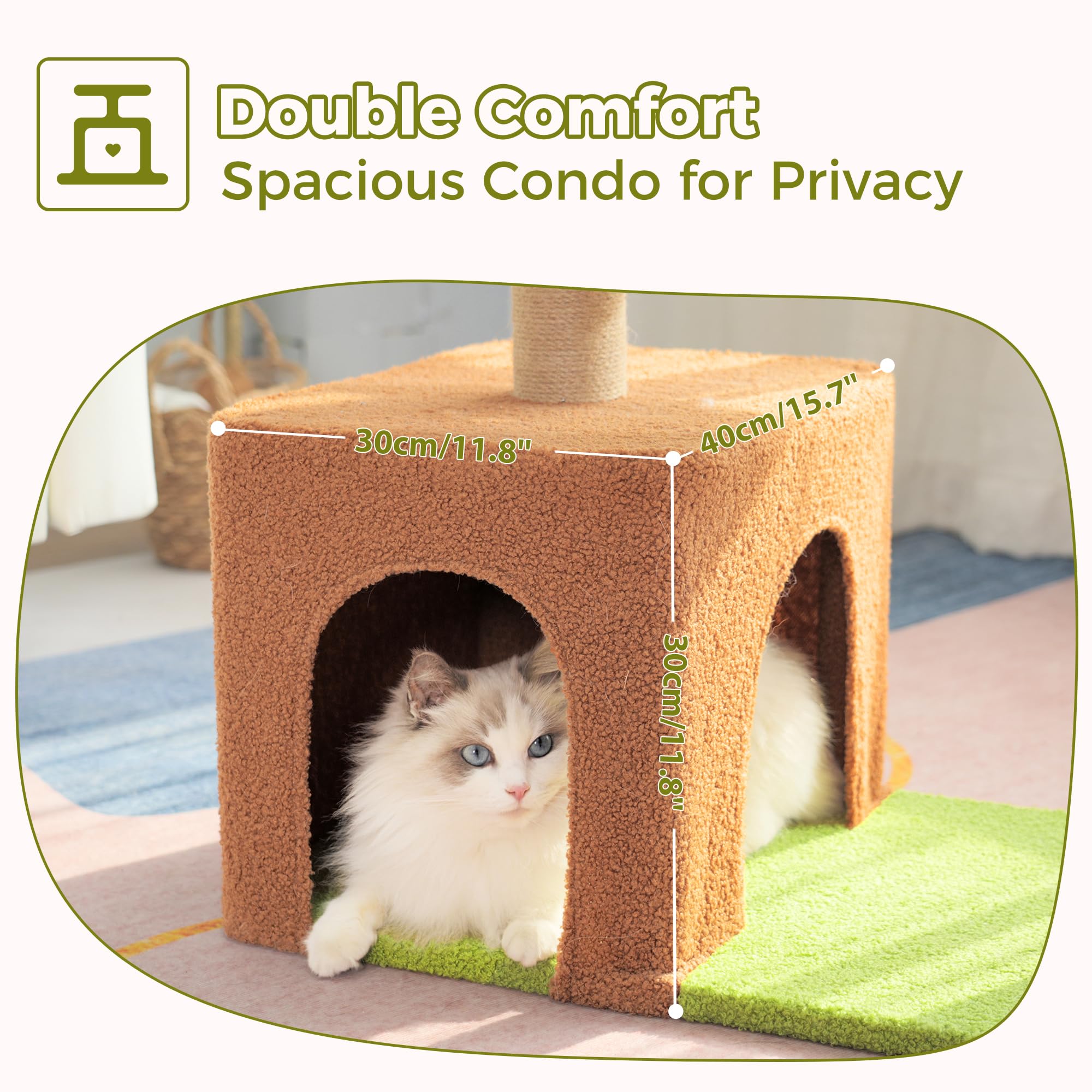 Pawfessor Small Cat Tree Cute Cat Tower 36    Flower Cat Scratching Post With Large Cat Hammock Dia 15.7    And Flower Cat Perch