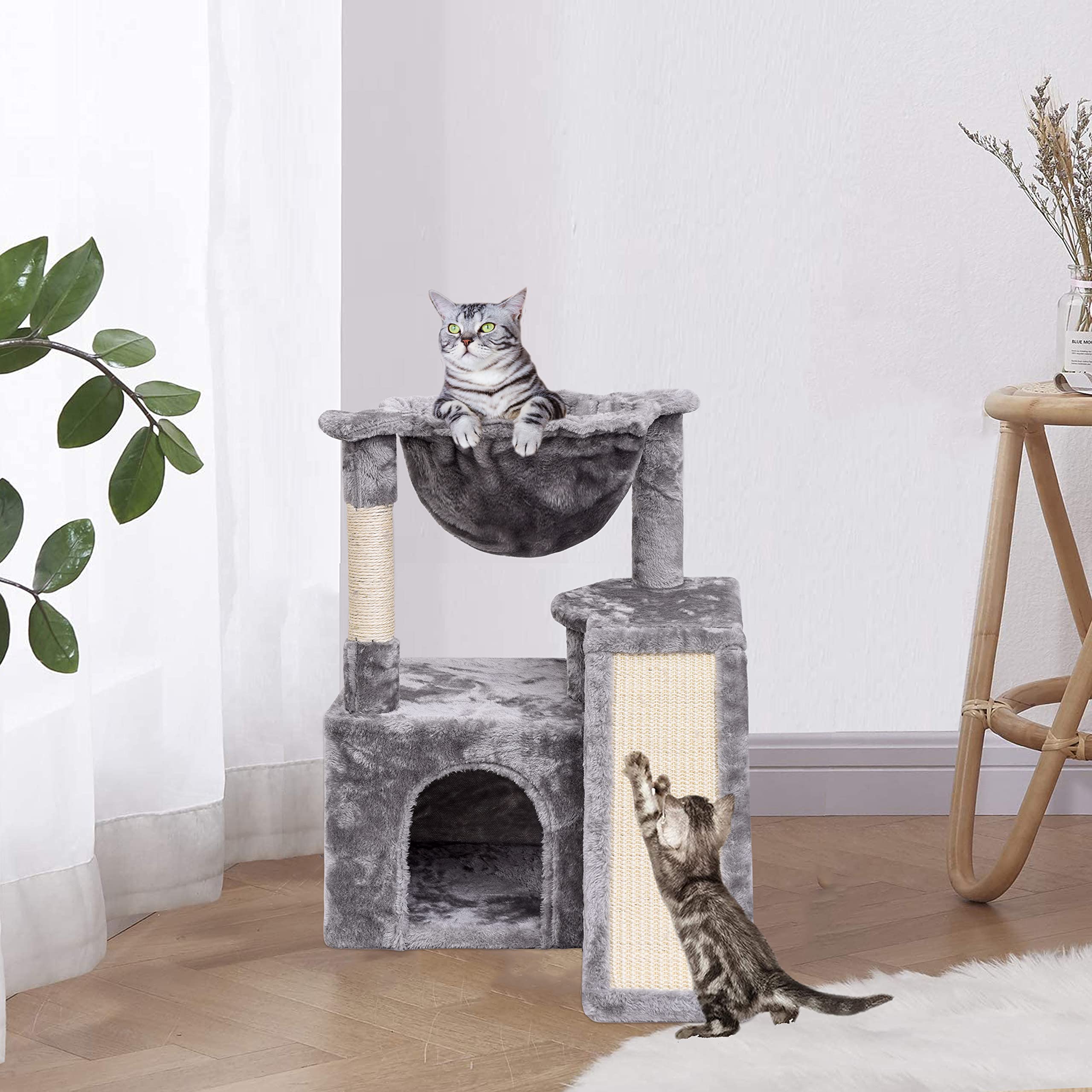 Syandlvy Cat Tree For Indoor Cats Large Adult, Modern Activity Tower With Scratching Posts & Board, Condo With Plush Perch, Clim