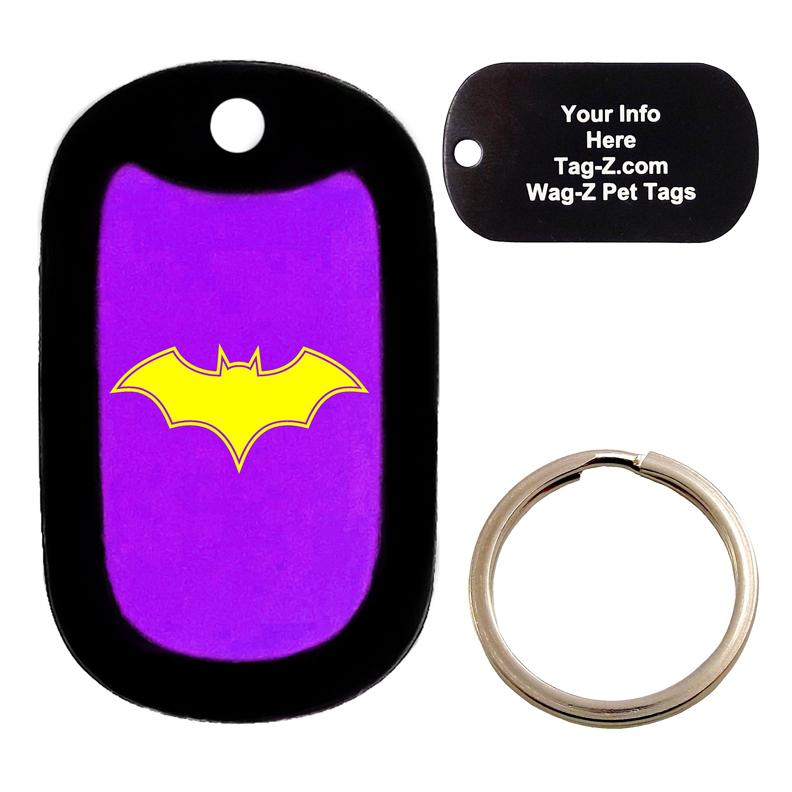 Custom Engraved Pet Tag Bat - Purple - Dog Tag - Tag-Z Wag-Z