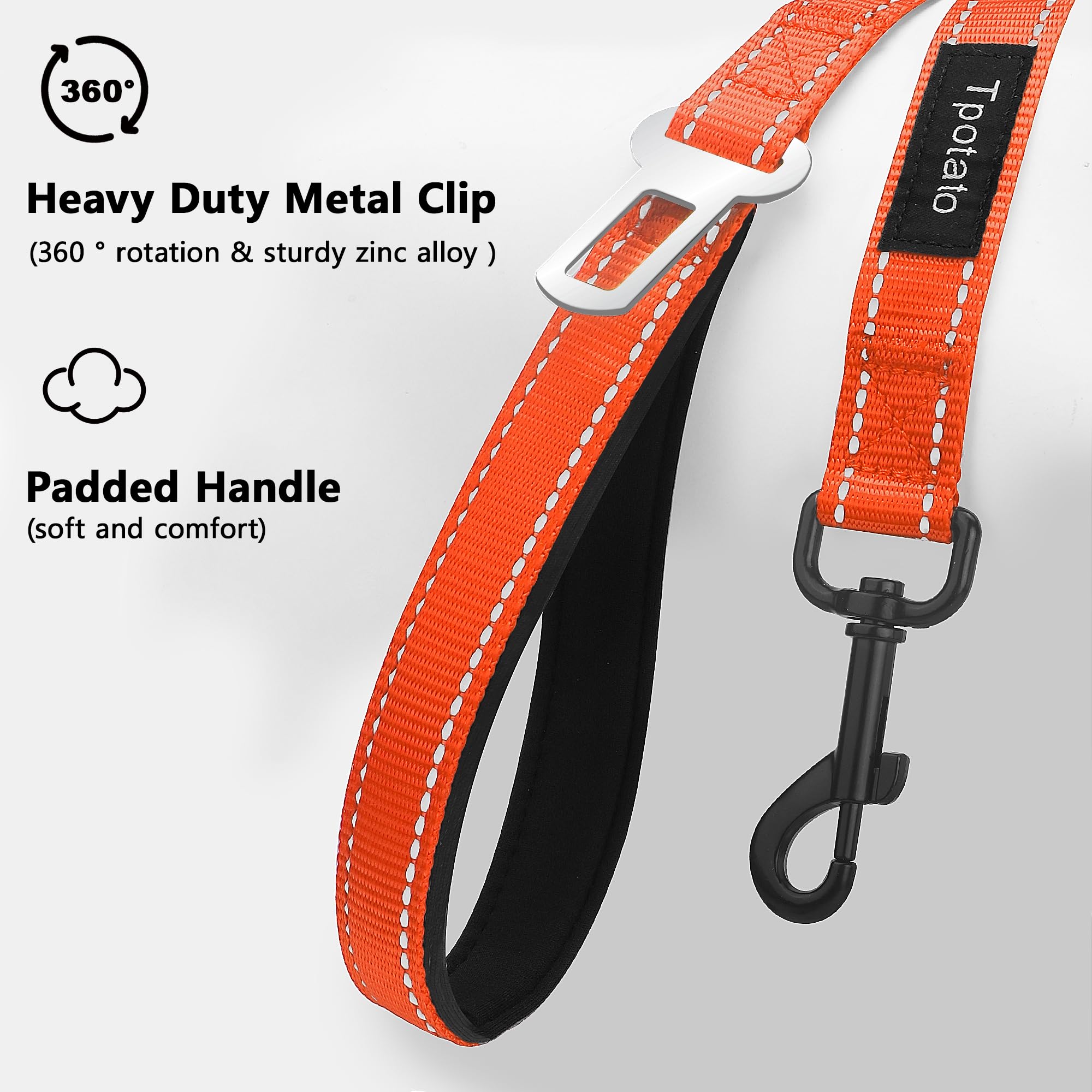 6 Foot Orange Dog Leashes For Large Medium And Small Breed Dogs That Pull,Reflective Nylon Heavy Duty Dog Leash With 2 Comfortab