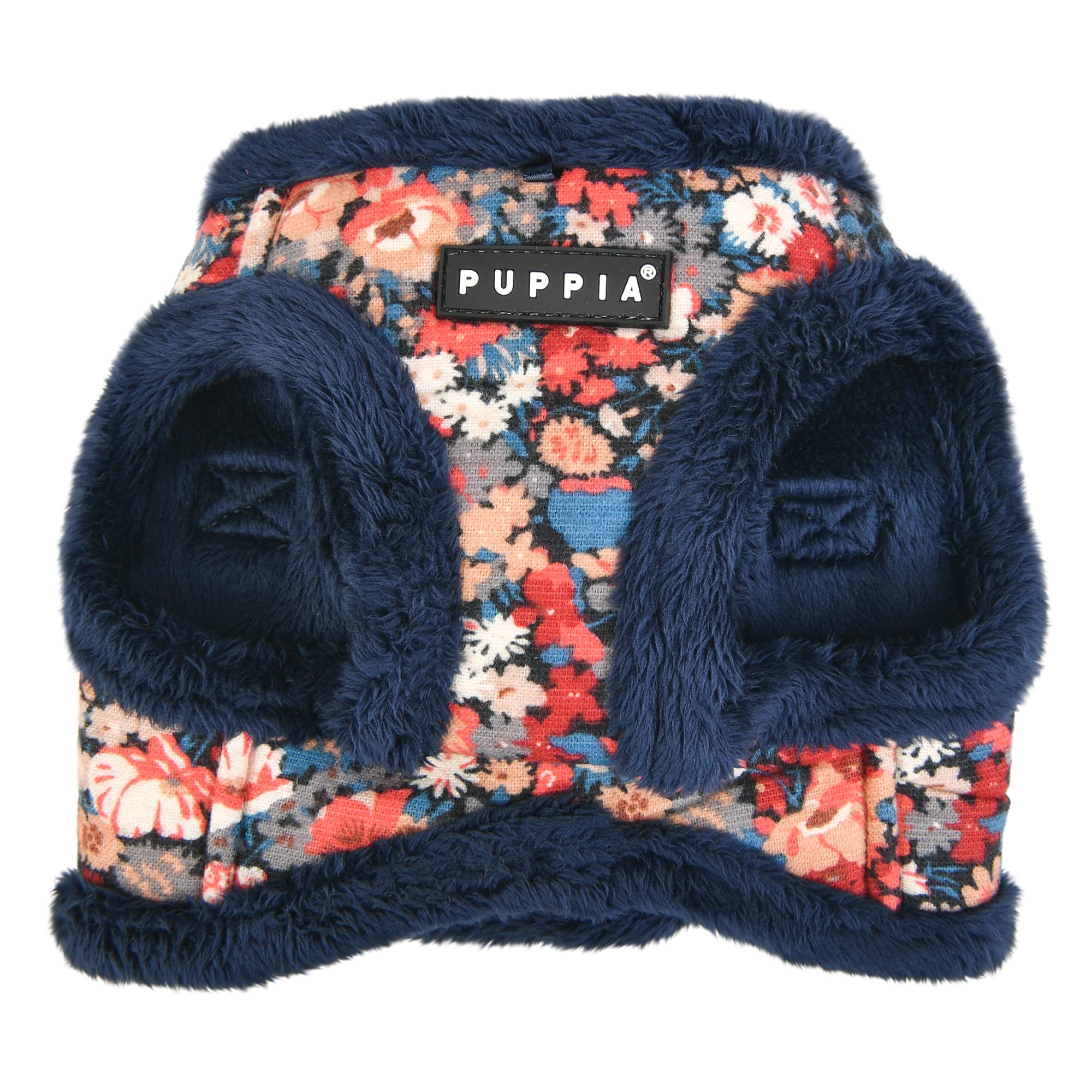 Puppia Gianni Vest Dog Harness Step-In Warm Winter Flower Pattern For Small And Medium Dog, Navy, Small
