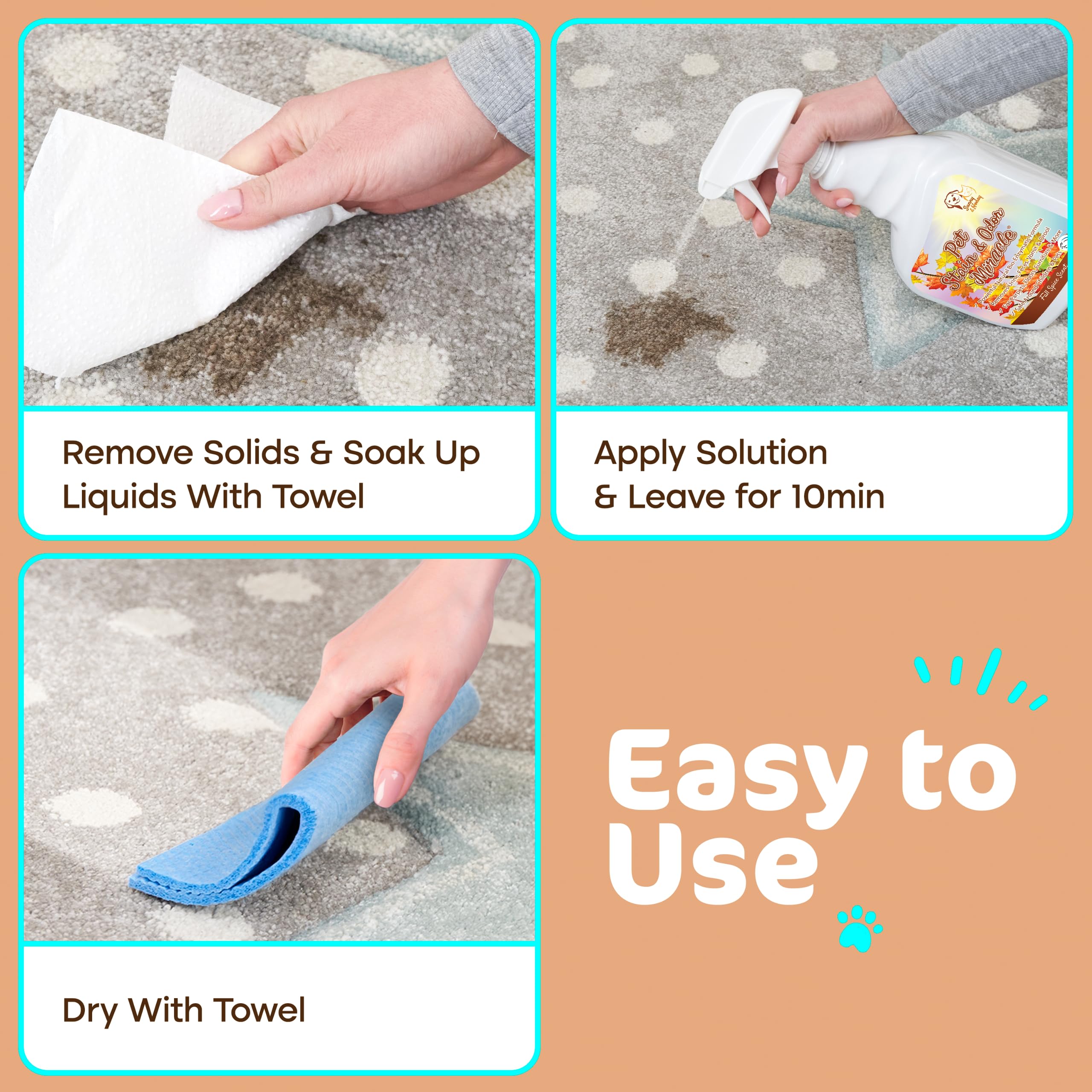 Sunny & Honey Pet Stain & Odor Miracle - Enzyme Cleaner For Dog And Cat Urine, Feces, Vomit, Drool (Fall Spice Scent, 32 Fl Oz)