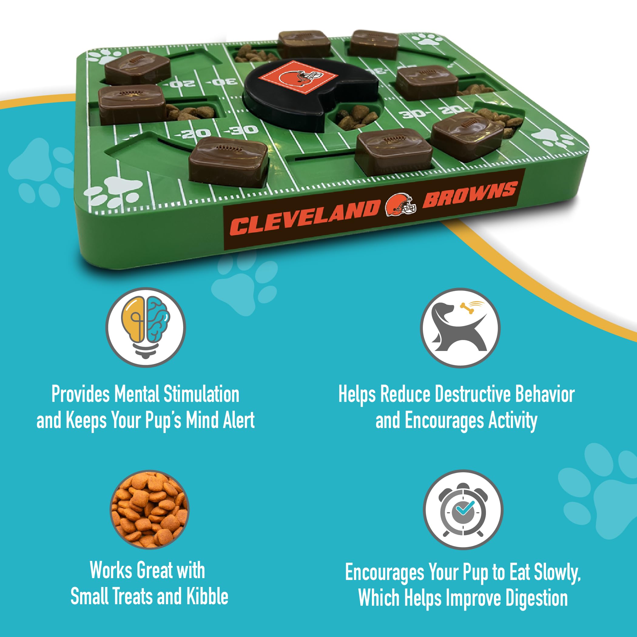 Pets First Nfl Cleveland Browns Puzzle Treat Dog Toy - Interactive Toy For Dogs