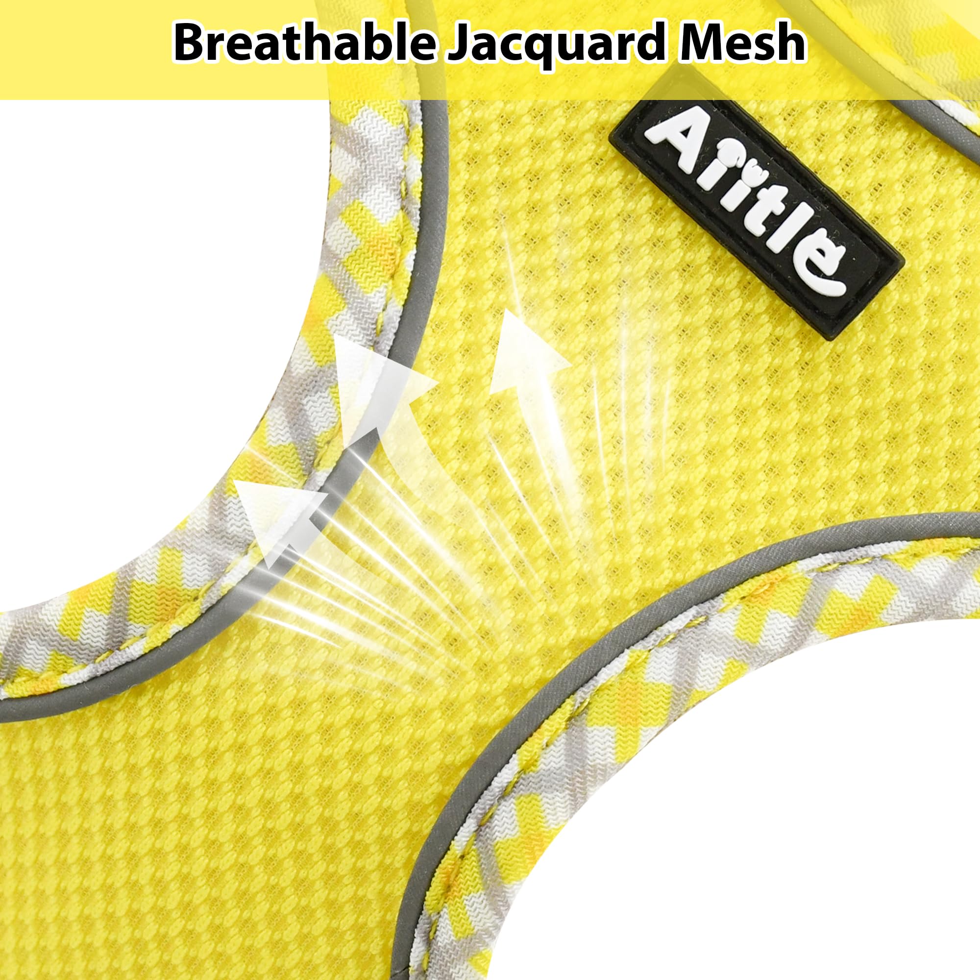 AIITLE Tiny Dog Harness - Lightweight Mesh Step-in Vest for Puppy, Reflective & Escape-Proof Design with High-Stick Magic Tape -