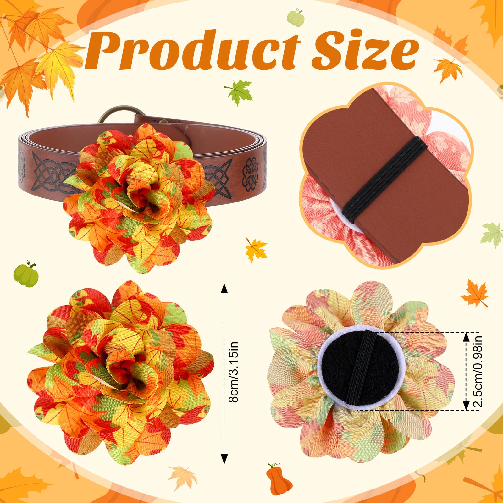 Huhumy 50 Pieces Fall Thanksgiving Dog Collar Flowers Bulk Maple Leaves Dog Charms Grooming Accessories Bow Tie Flower for Pets