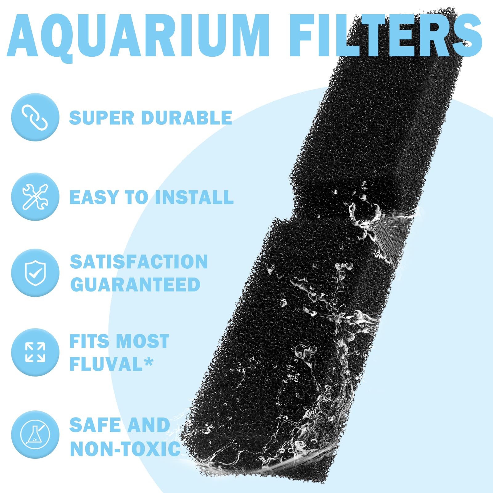 Fx4 Foam Filter Pads Replacement Compatible With Fluval Fx5 Fx6 Canister Filter, Aquarium Bio Sponge Foam Filter Pads (Black)