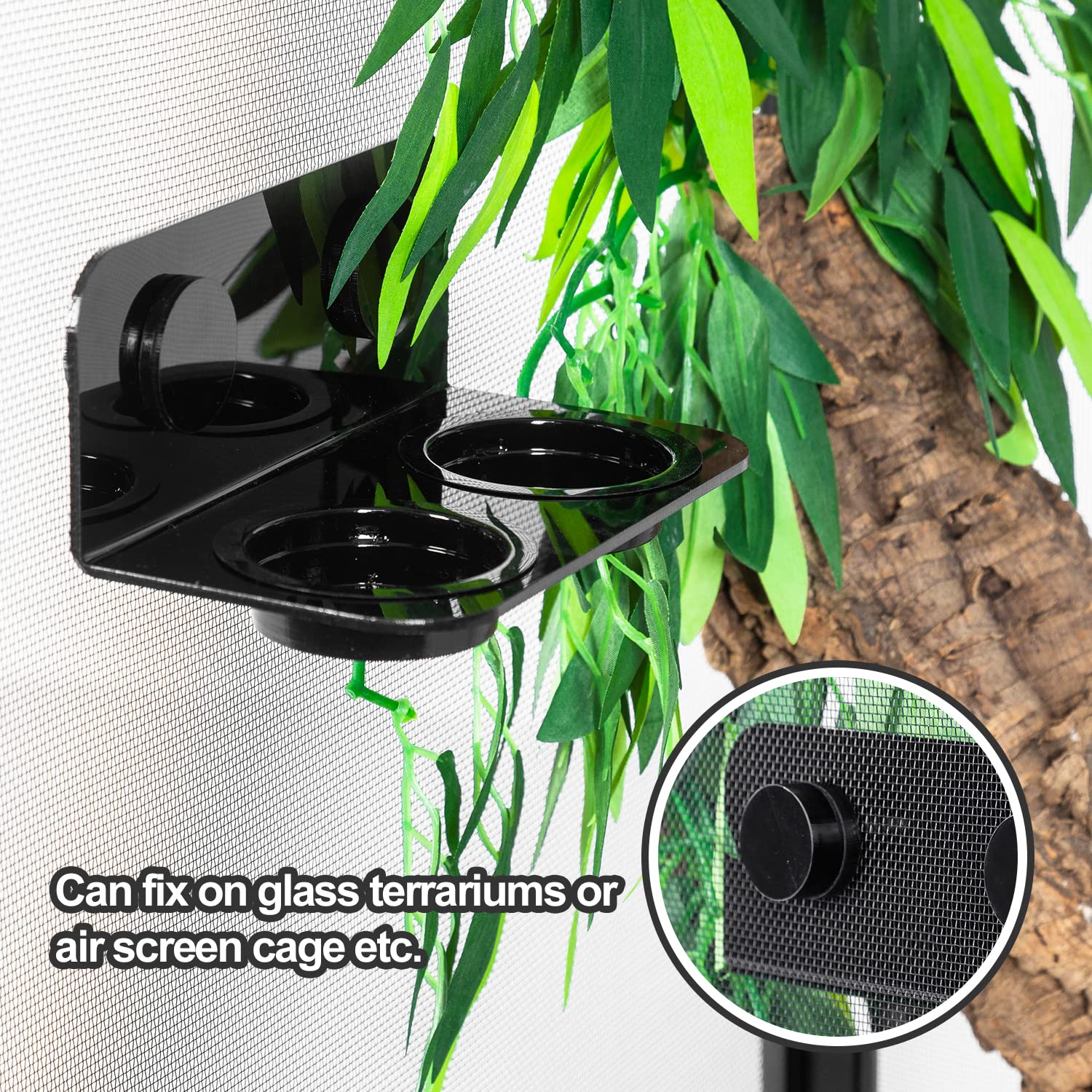 WACOOL Magnetic Reptile Ledge, Acrylic Gecko Feeding Ledge with 6PCS Cups, Reptile Food Water Feeder Dish for Geckos Iguana Cham