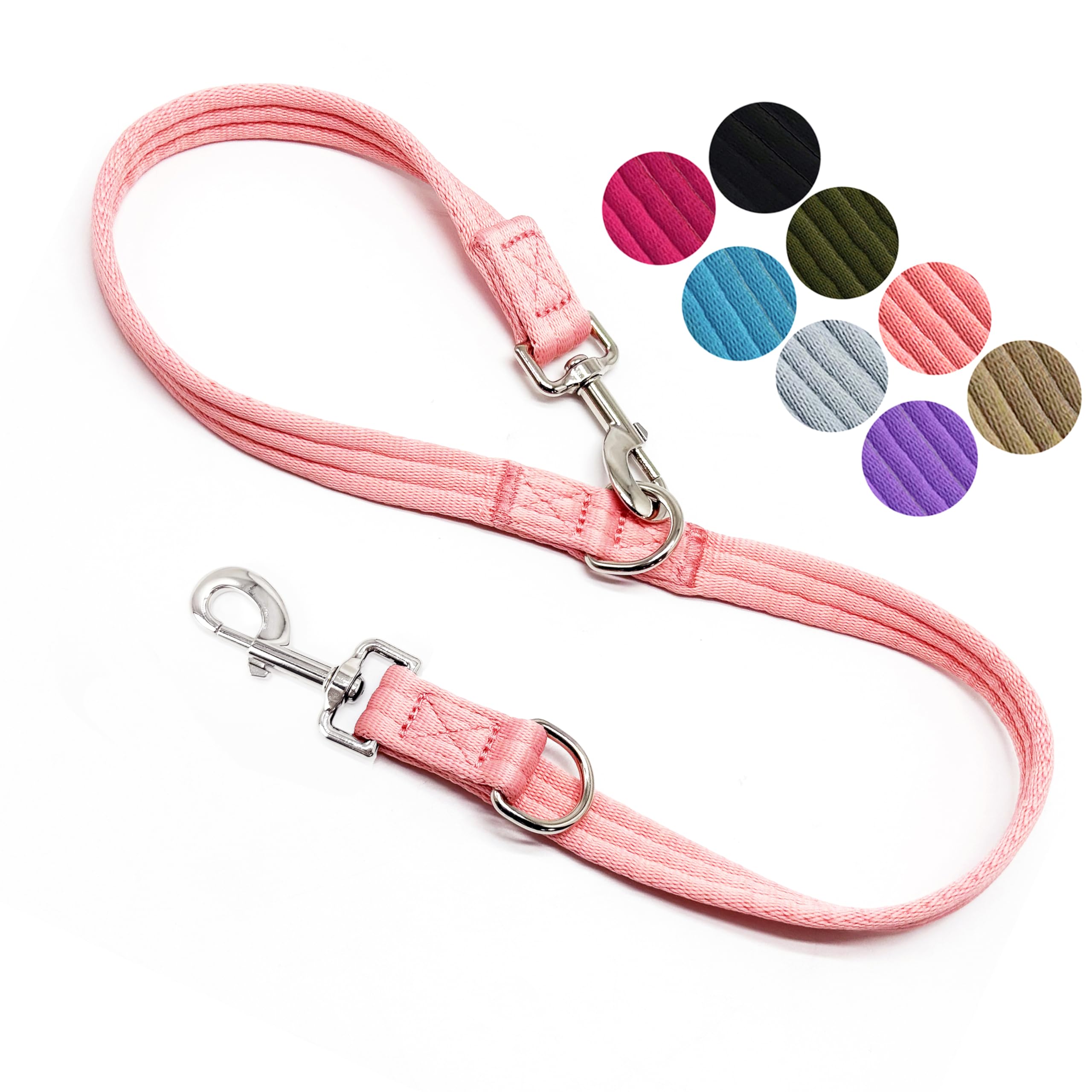 Double Ended Dog Leash,For Obedience Training Easy To Use,Lightweight,Soft For Large And Medium Dogs (Pink, 1M*2.5Cm)