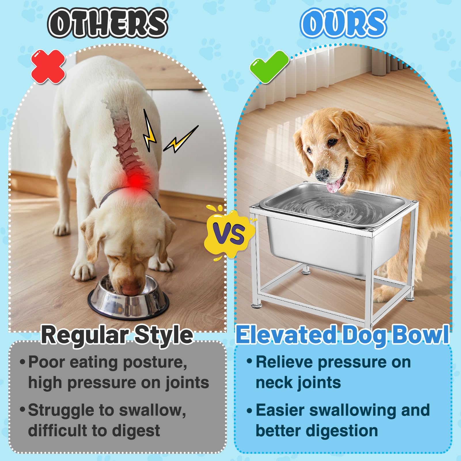 3 Gallons Elevated Dog Water Bowl - 11.5'' H Sturdy Stainless Steel Raised Dog Bowl With Stand For Extra Large Dogs Relief Joint