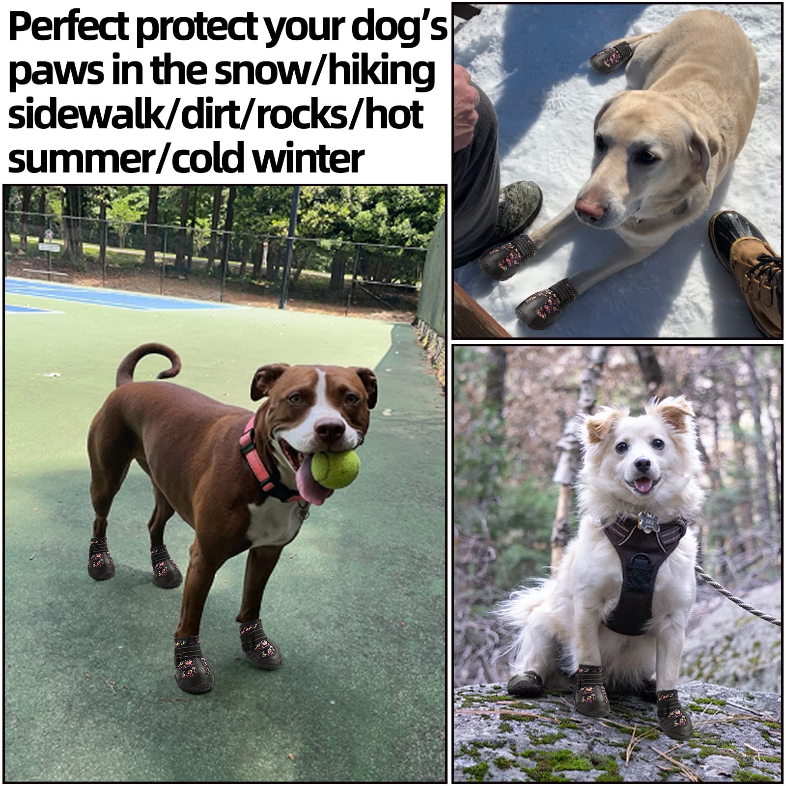 Aokown Dog Shoes For Small Dogs, Puppy Dog Boots For Winter Snow, Hot Pavement, Dog Booties & Paw Protectors Size 2