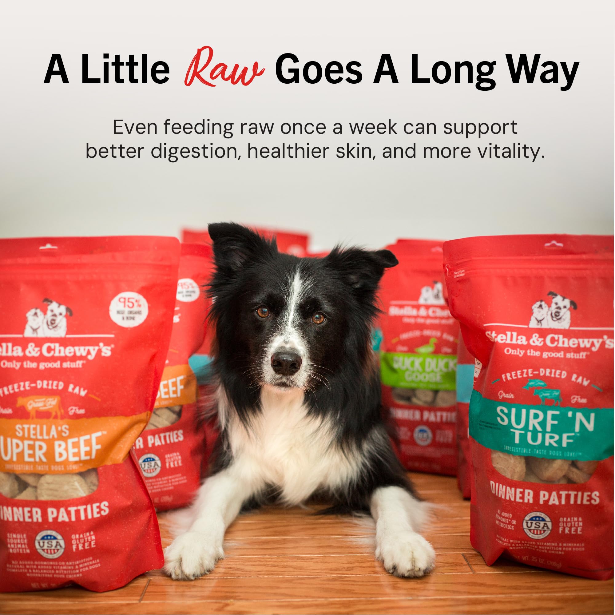 Stella & Chewys Freeze Dried Raw Dinner Patties - Crafted for Puppies - Grain Free, Protein Rich Perfectly Puppy Beef & Salmon